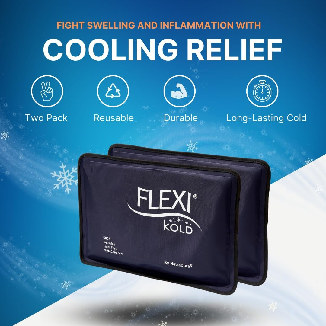 Flexikold Gel Ice Packs - Reusable Knee Wraps for Injury & Pain Relief - 2PK