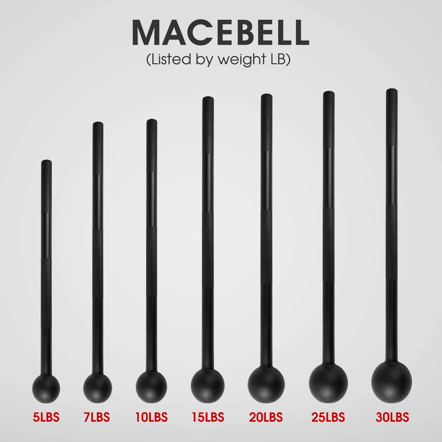 Versatile Steel Mace Bell for Comprehensive Full Body Workouts - Available in Weights from 5 to 30 LB
