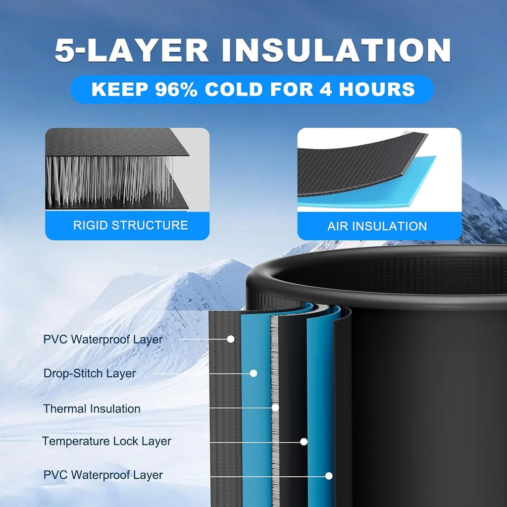 Ultimate XL Ice Bath Tub for Cold Plunge Therapy - 120 Gallon Inflatable Ice Barrel with Insulated Lid & Step Stool - Perfect for Indoor & Outdoor Use!