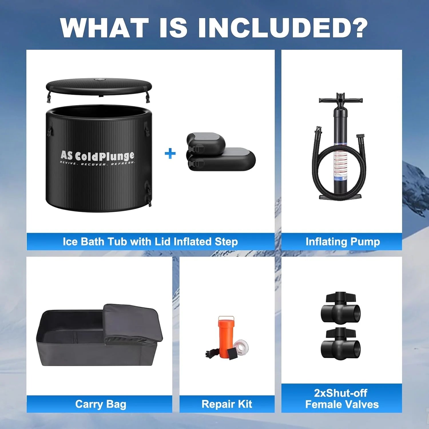 Ultimate XL Ice Bath Tub for Cold Plunge Therapy - 120 Gallon Inflatable Ice Barrel with Insulated Lid & Step Stool - Perfect for Indoor & Outdoor Use!
