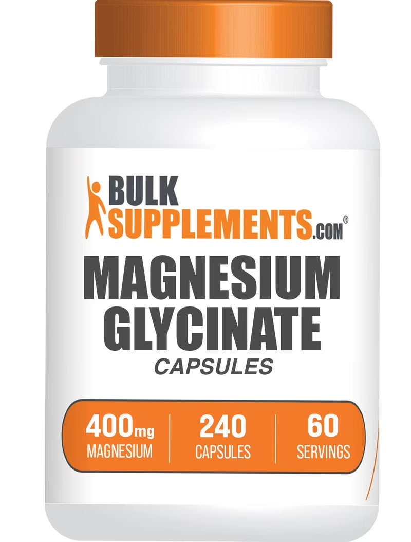 Bulksupplements Magnesium Glycinate Capsules - High Absorption Magnesium Supplement, 400mg per Serving, 240 Count for Optimal Health