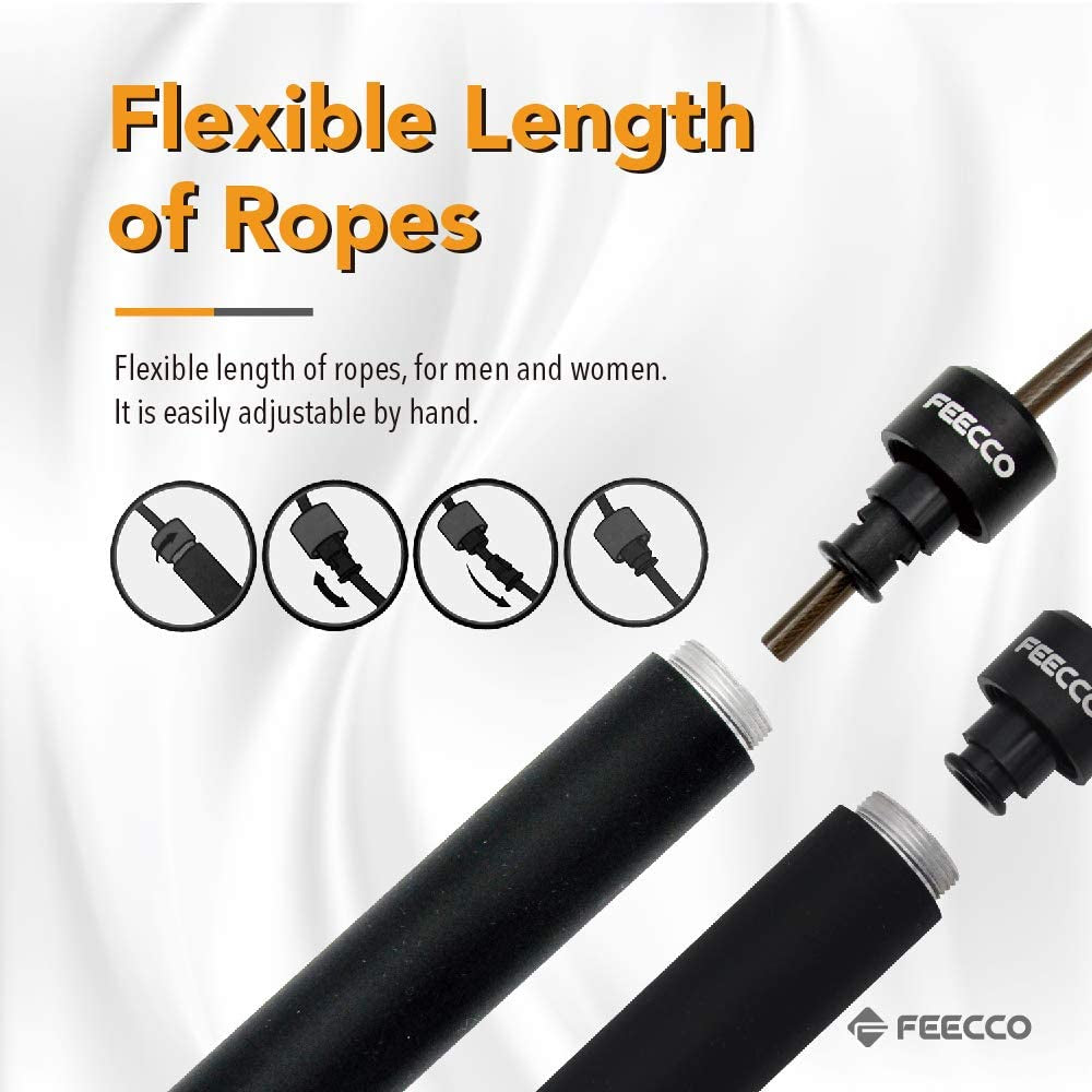 Premium 1/2 Lb Adjustable Weighted Jump Rope for Boxing, Cardio & Crossfit - Durable Steel Ropes with Ball Bearings & Metal Handles for Men & Women (8-11 Ft)