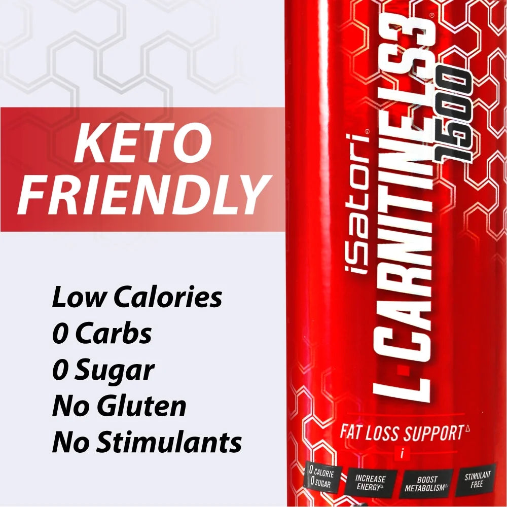 L-Carnitine LS3 Liquid Metabolic Enhancer & Energy Booster - Keto Friendly, Stimulant Free, Delicious Mixed Berry Flavor - 1500mg (32 Servings)
