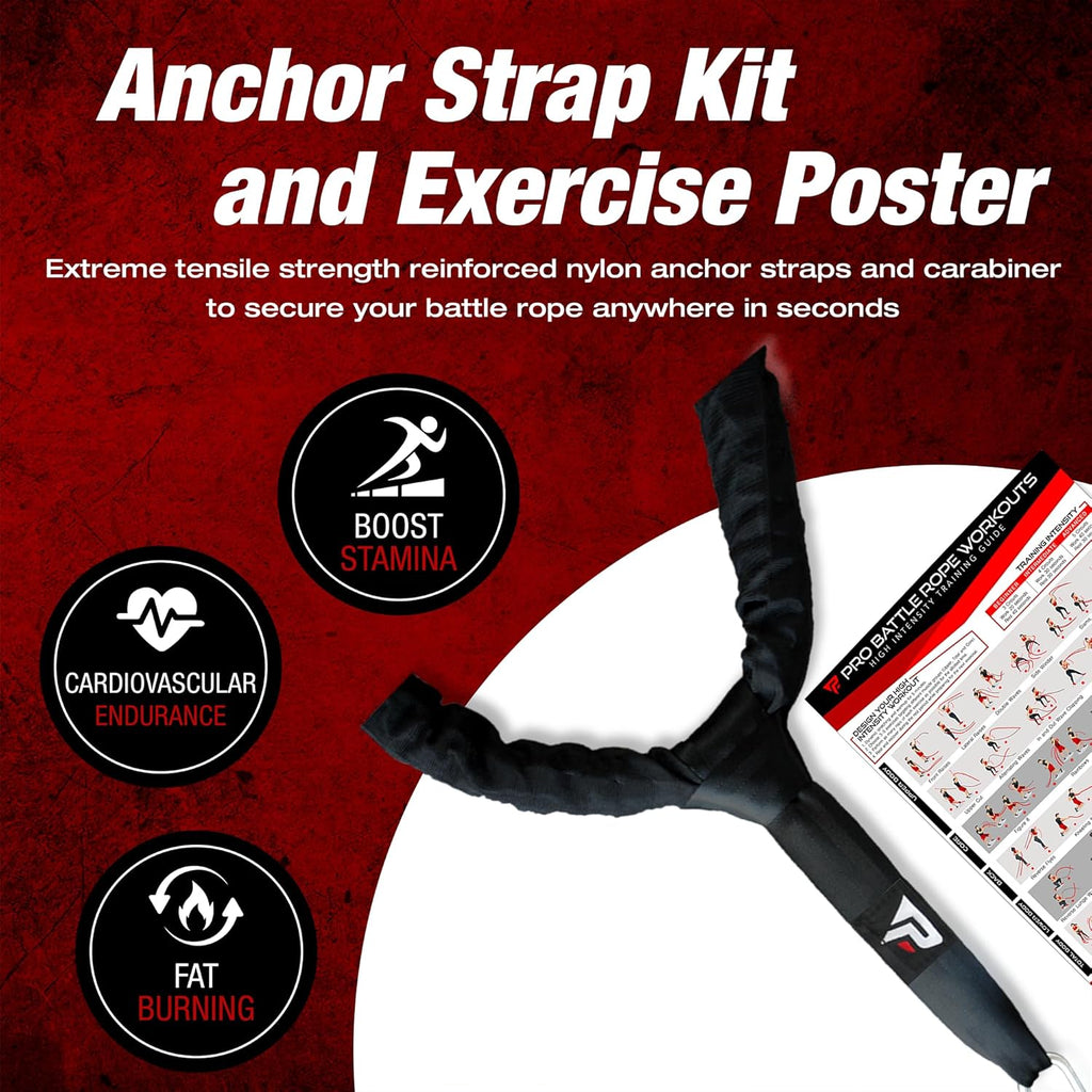 50 Ft Heavy Duty Battle Ropes with Protective Sleeve - Ultimate Strength Training & Cardio Tool for CrossFit Enthusiasts