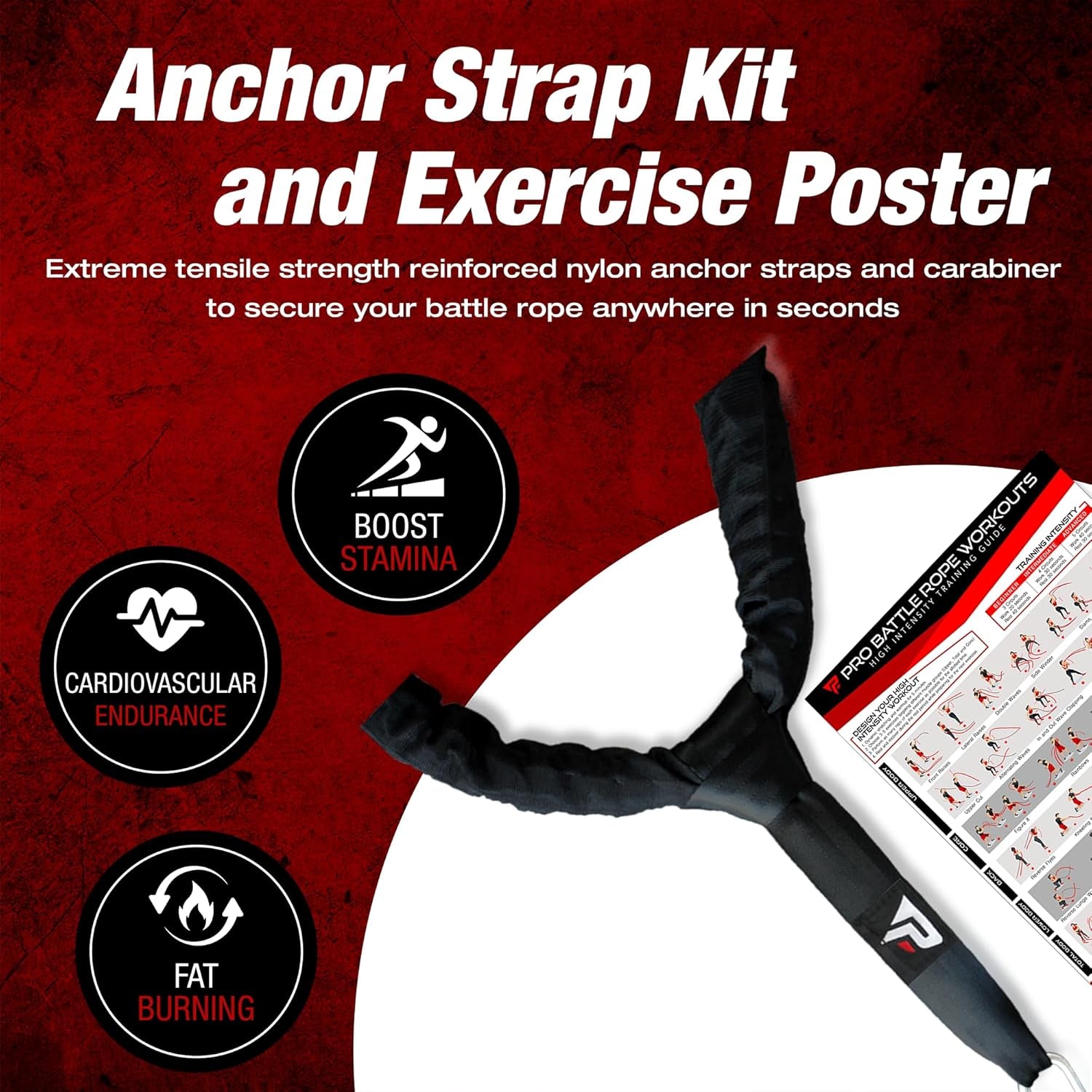 50 Ft Heavy Duty Battle Ropes with Protective Sleeve - Ultimate Strength Training & Cardio Tool for CrossFit Enthusiasts