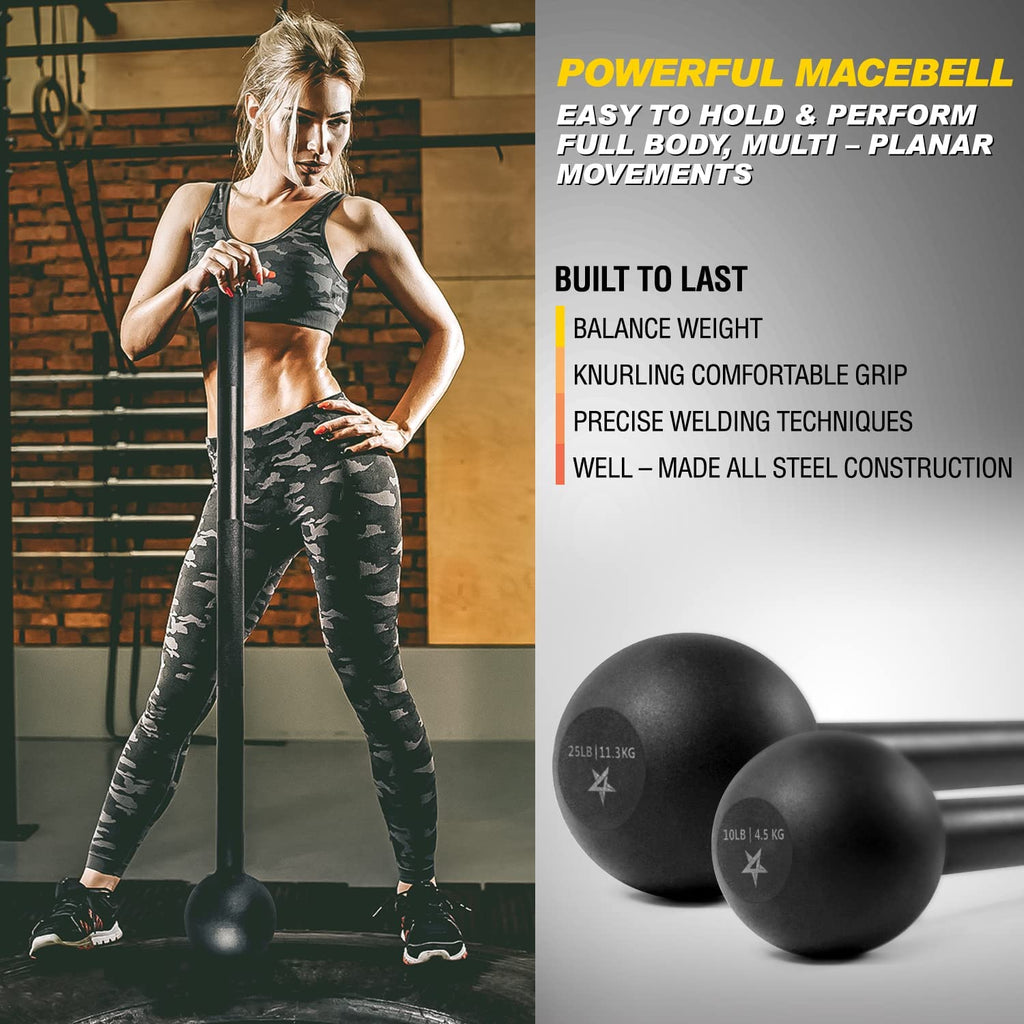 Versatile Steel Mace Bell for Comprehensive Full Body Workouts - Available in Weights from 5 to 30 LB