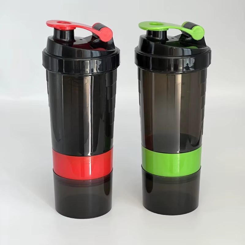 3 Layers Shaker Protein Bottle Powder Shake Cup Water Bottle Plastic Mixing Cup Body Building Exercise Bottle