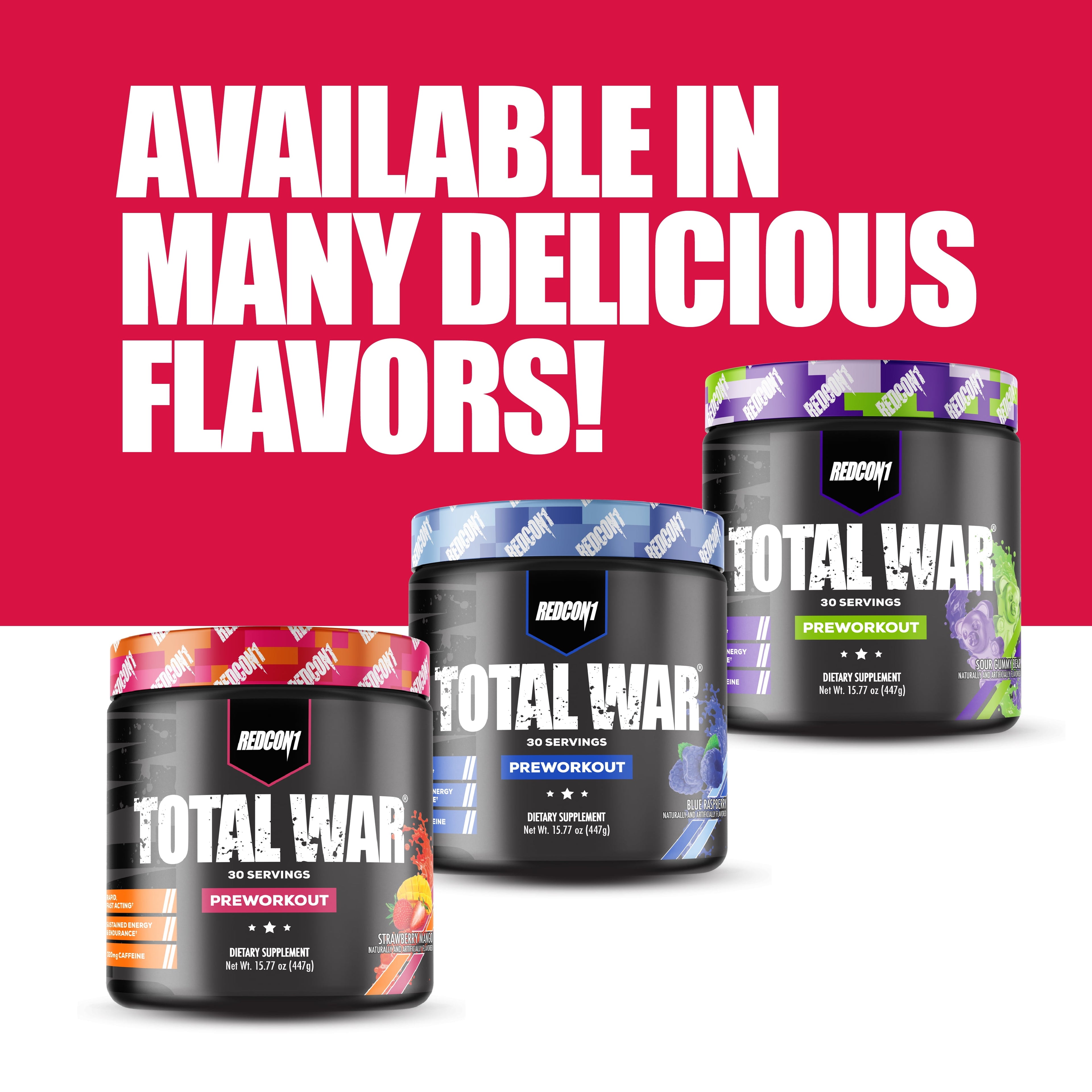 Total War Strawberry Kiwi Pre-Workout Powder - Unleash Energy & Focus with 30 Powerful Servings!