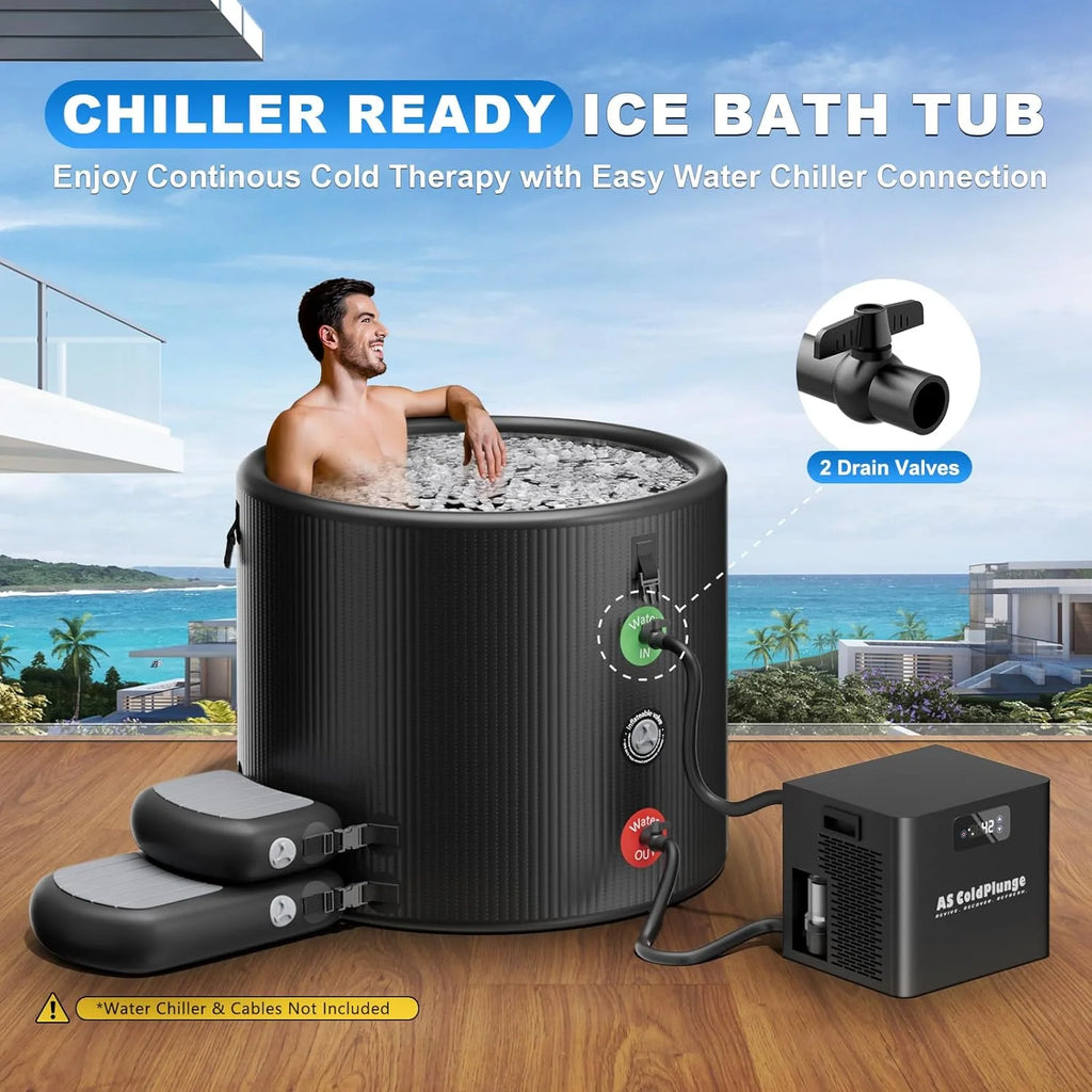 Ultimate XL Ice Bath Tub for Cold Plunge Therapy - 120 Gallon Inflatable Ice Barrel with Insulated Lid & Step Stool - Perfect for Indoor & Outdoor Use!