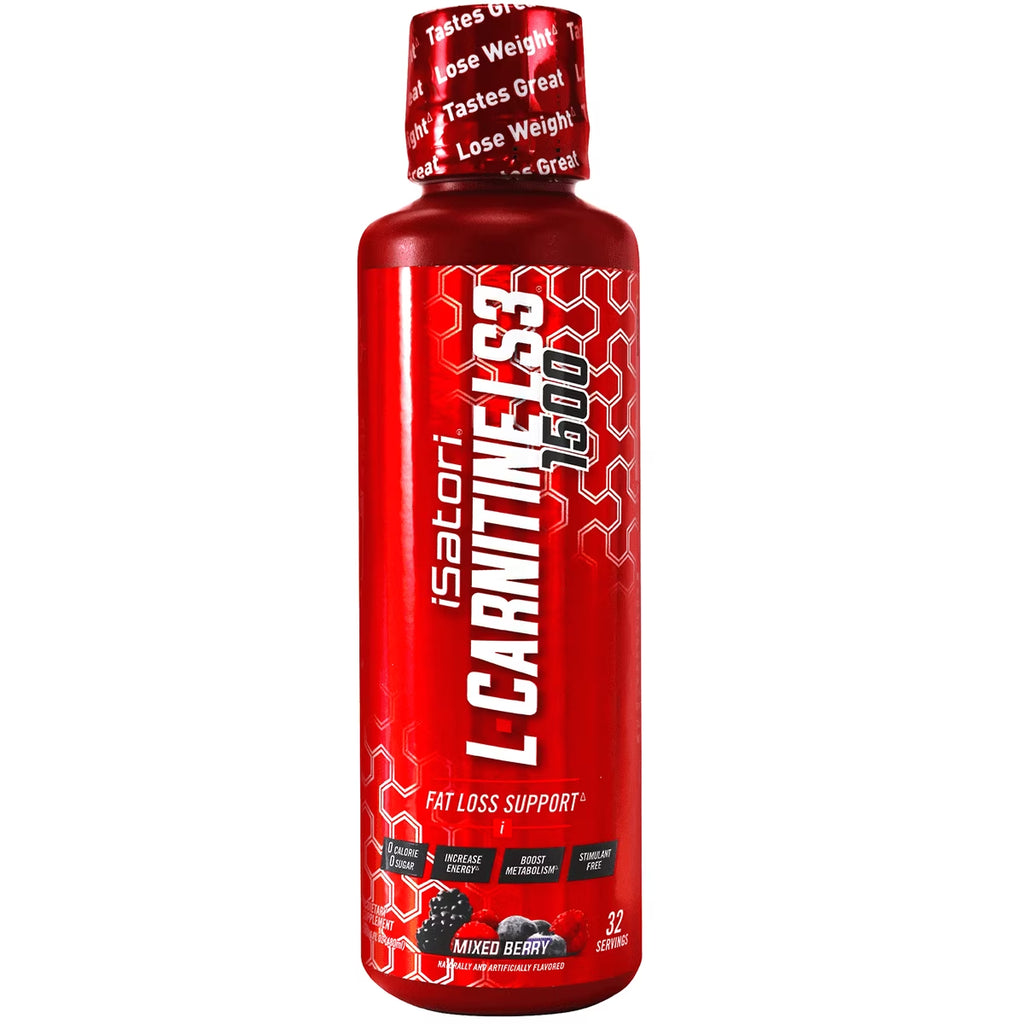 L-Carnitine LS3 Liquid Metabolic Enhancer & Energy Booster - Keto Friendly, Stimulant Free, Delicious Mixed Berry Flavor - 1500mg (32 Servings)