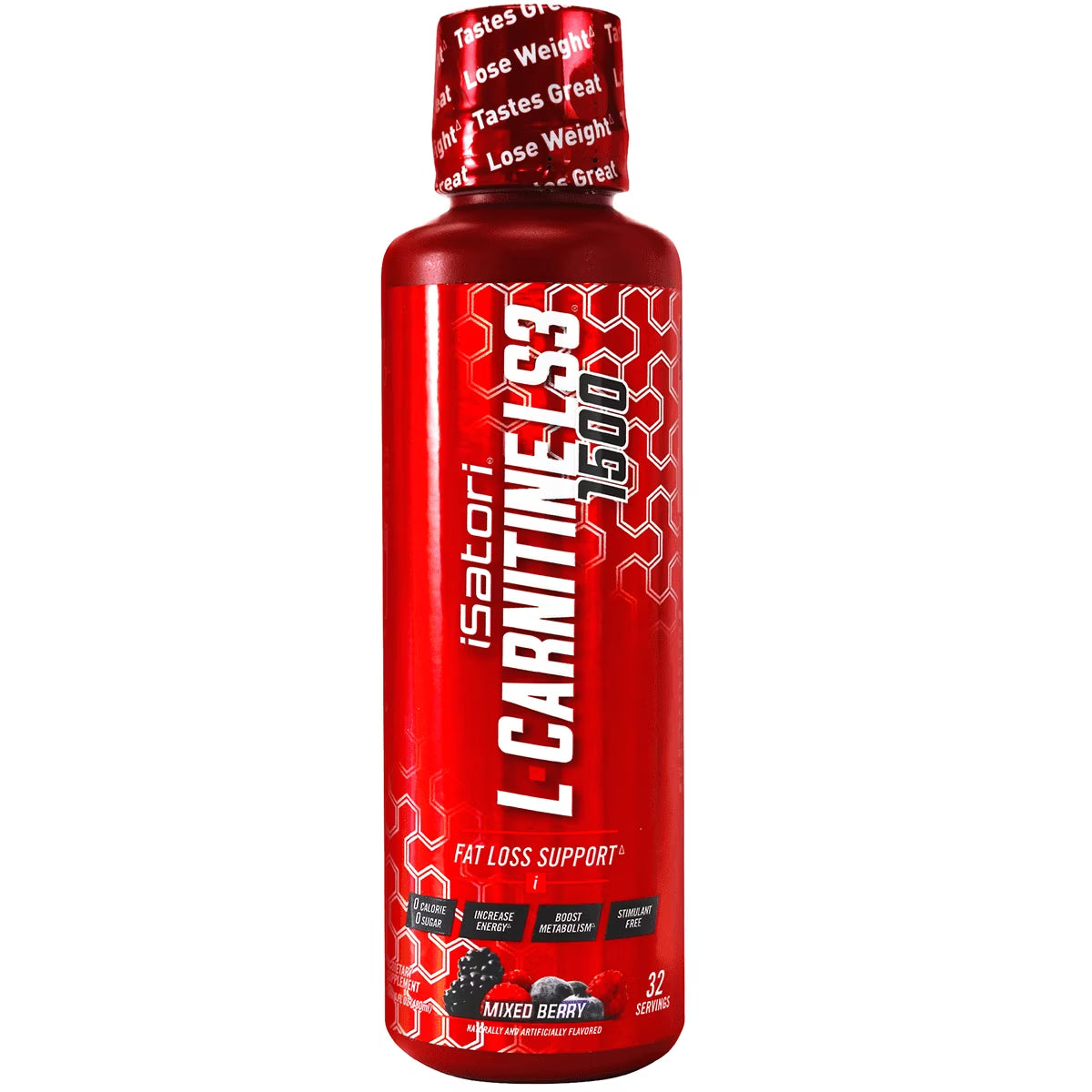 L-Carnitine LS3 Liquid Metabolic Enhancer & Energy Booster - Keto Friendly, Stimulant Free, Delicious Mixed Berry Flavor - 1500mg (32 Servings)
