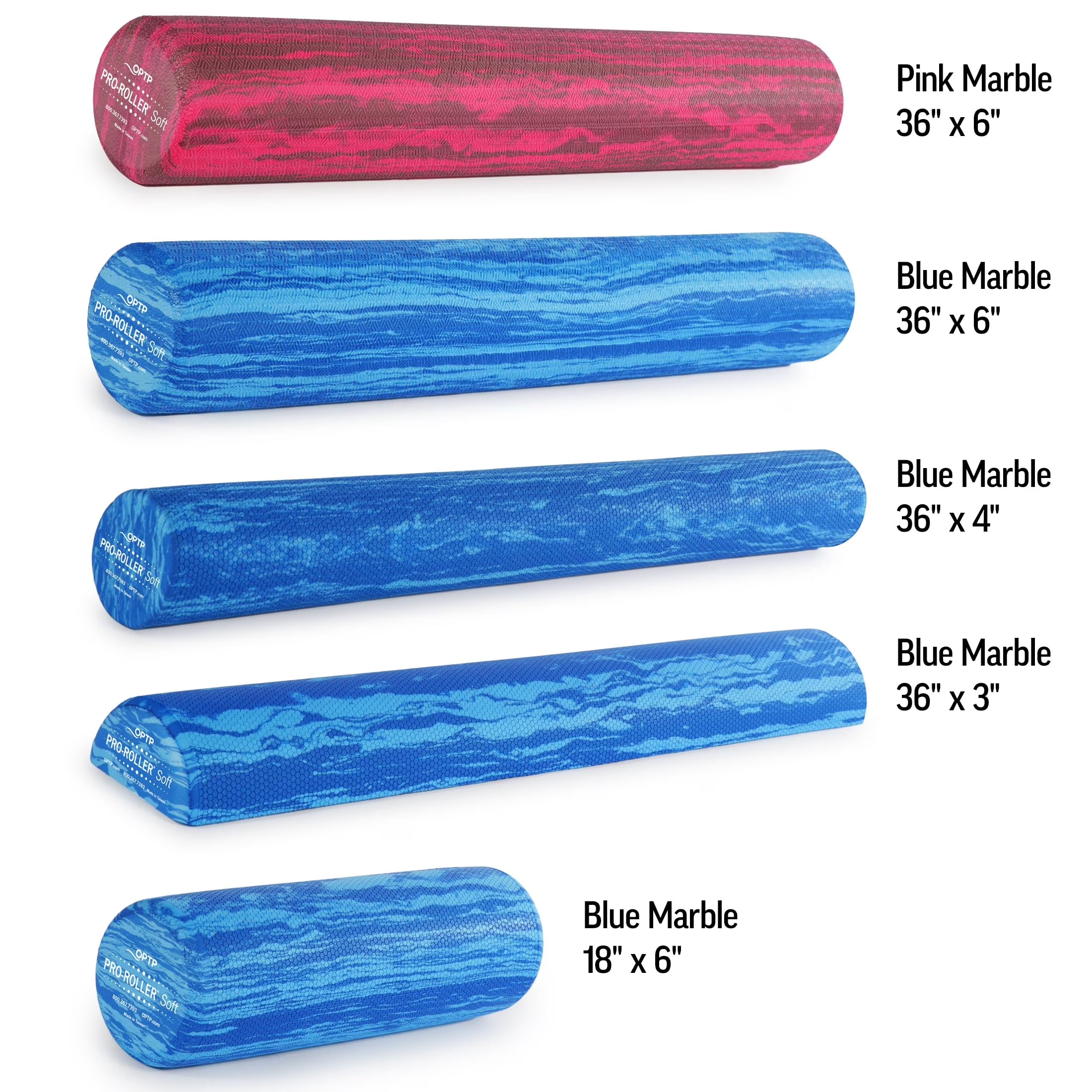 Pro-Roller Soft Density Foam Roller - Ideal for Physical Therapy, Pilates, Yoga, and Muscle Recovery - 36" x 6" Blue Foam Roller