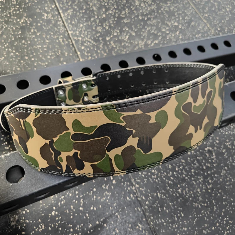 Adjustable Camo Weightlifting Belt Competition Powerlifting Belt with Waist Pad Professional Gym Fitness Belt for Squat Deadlift