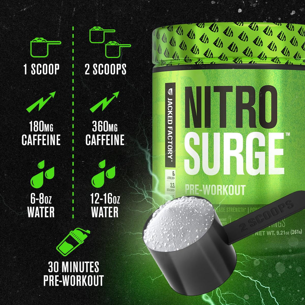 NITROSURGE Pre Workout Supplement - Experience Unstoppable Energy & Explosive Pumps - Delicious Black Cherry Flavor, 30 Servings