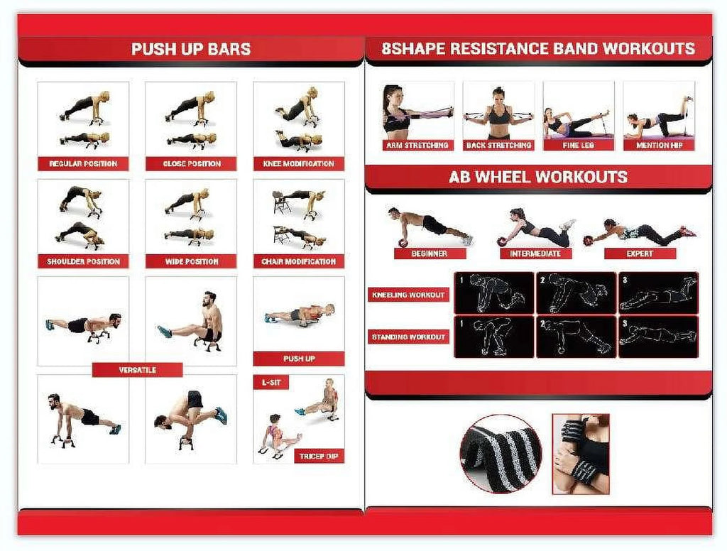 Ultimate 17-in-1 Ab Roller Wheel Kit - All-in-One Home & Gym Workout Set with Resistance Bands, Knee Mat, Jump Rope, and Push-Up Bar for Total Core Strength - Sleek Unisex Design in Black