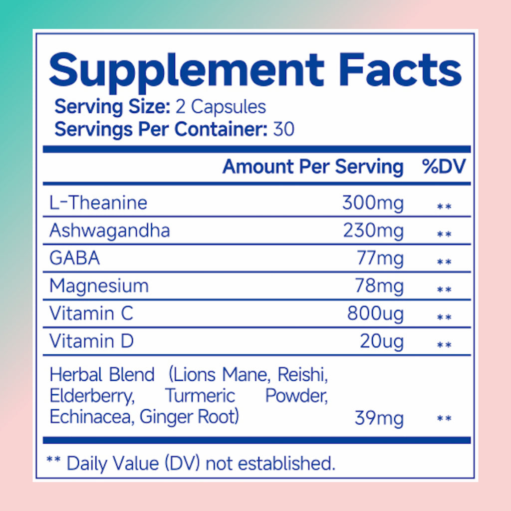 Ashwagandha Women's Supplement with L-Theanine & Magnesium - Stress Relief, Focus & Relaxation Support for Anxiety Relief