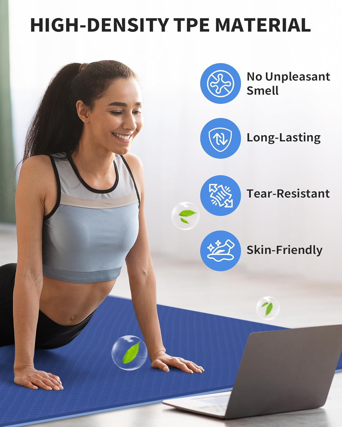 Premium Extra Thick 72" X 48" TPE Yoga Mat - Ultimate Comfort & Joint Protection for Home Gym & Apartment Workouts