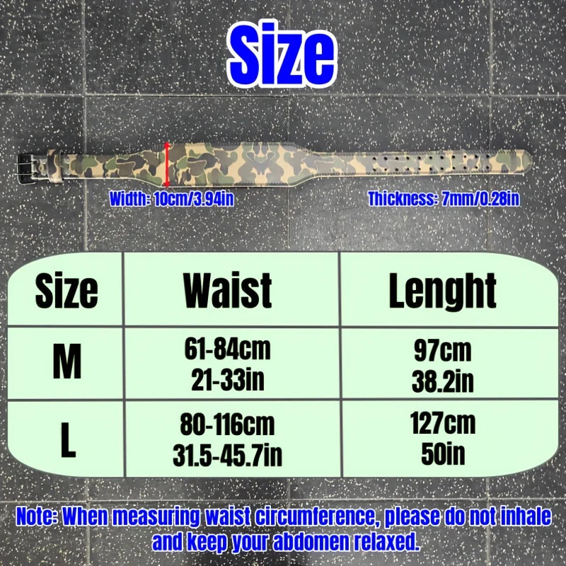 Adjustable Camo Weightlifting Belt Competition Powerlifting Belt with Waist Pad Professional Gym Fitness Belt for Squat Deadlift