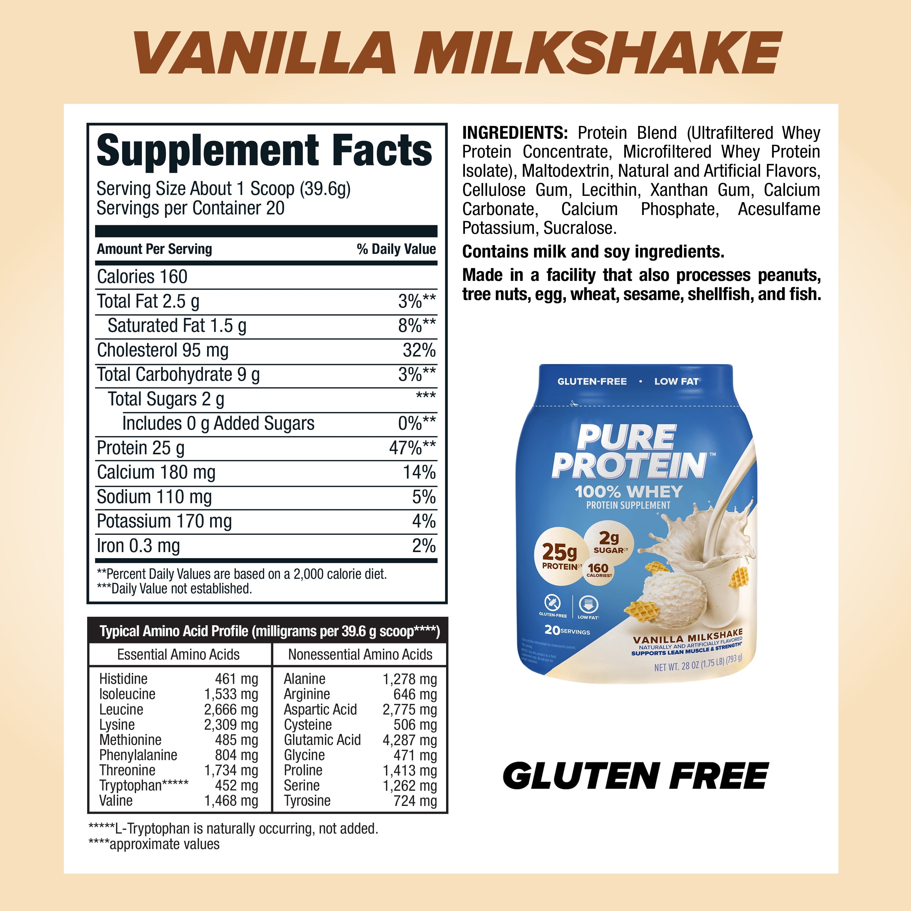 Indulge in Delicious Vanilla Cream Whey Protein Powder - 25G Protein per Serving, 1.75 Lbs
