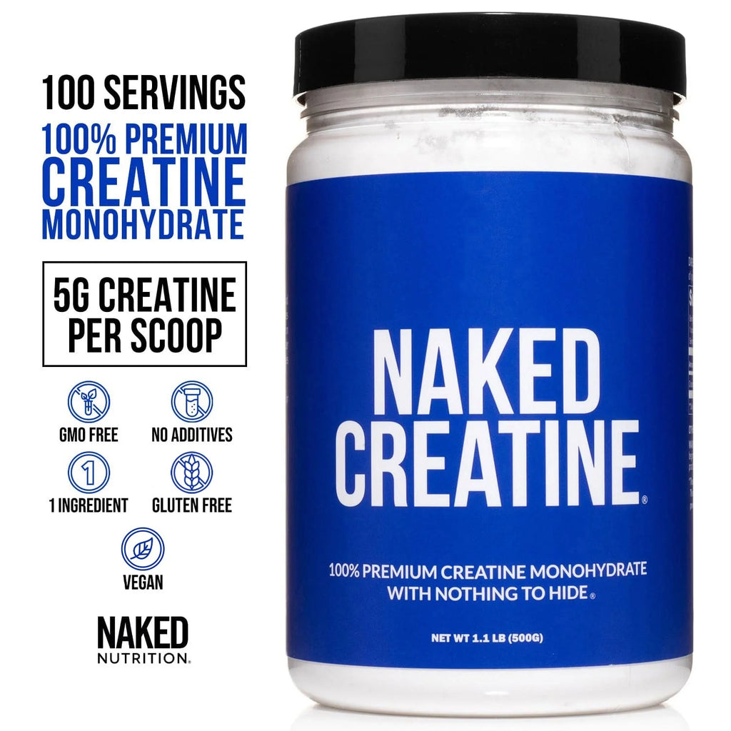 Naked Creatine Monohydrate - Unflavored Micronized Powder for Ultimate Performance - 100 Servings
