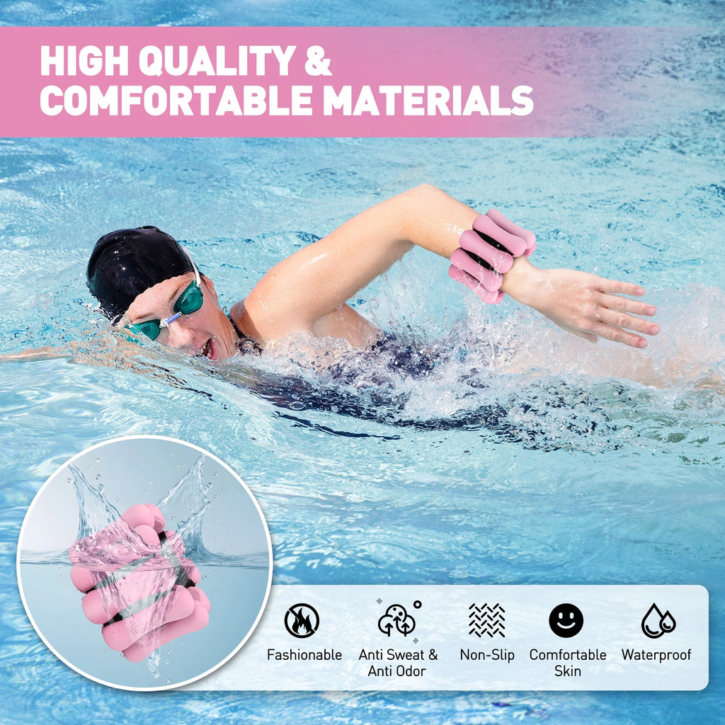 Ankle Weights, 2Lbs Adjustable Wrist Weighted Bracelet for Women & Men –Set of 2 Wrist Weights (1 Lb Each) | Weighted Arm Bands for Home Gym Workout, Pilates, Yoga, Running & Walking, Pink