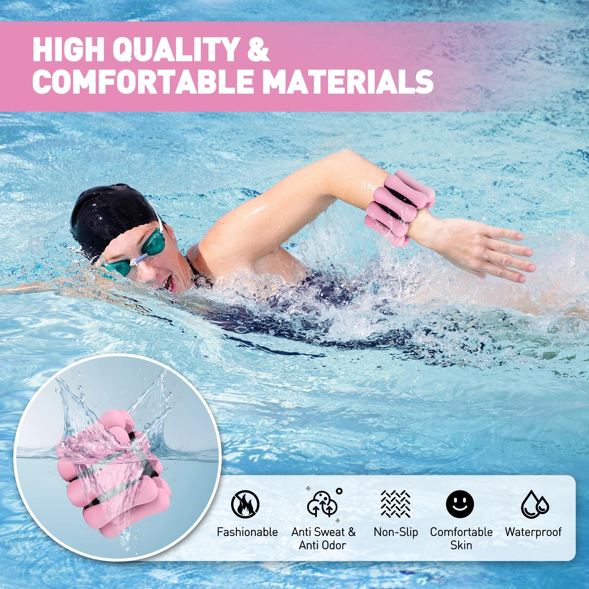 Ankle Weights, 2Lbs Adjustable Wrist Weighted Bracelet for Women & Men –Set of 2 Wrist Weights (1 Lb Each) | Weighted Arm Bands for Home Gym Workout, Pilates, Yoga, Running & Walking, Pink