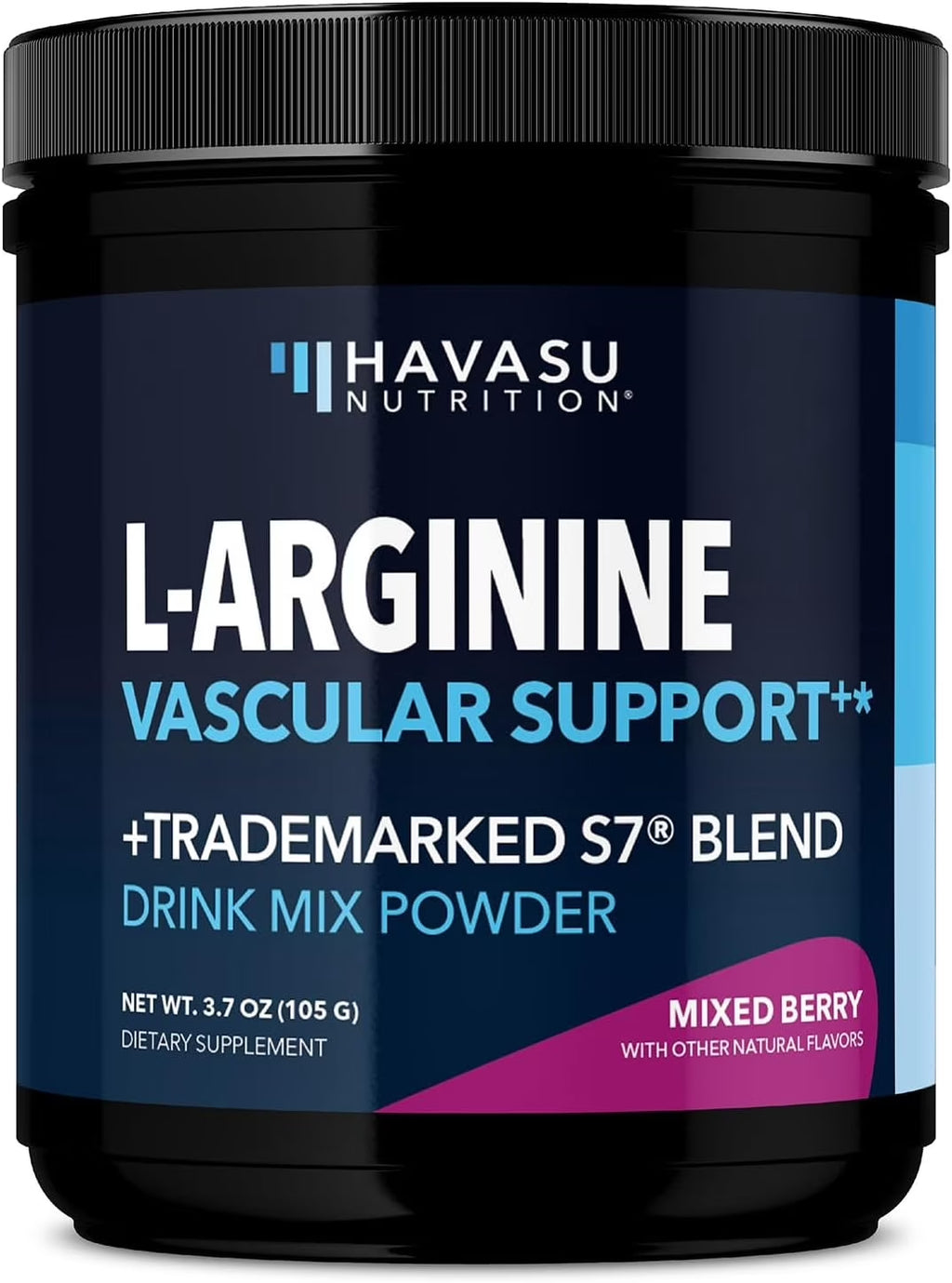 Havasu L-Arginine Powder - Nitric Oxide Boosting Pre-Workout Supplement, Delicious Mixed Berry Flavor, 3.7 Oz