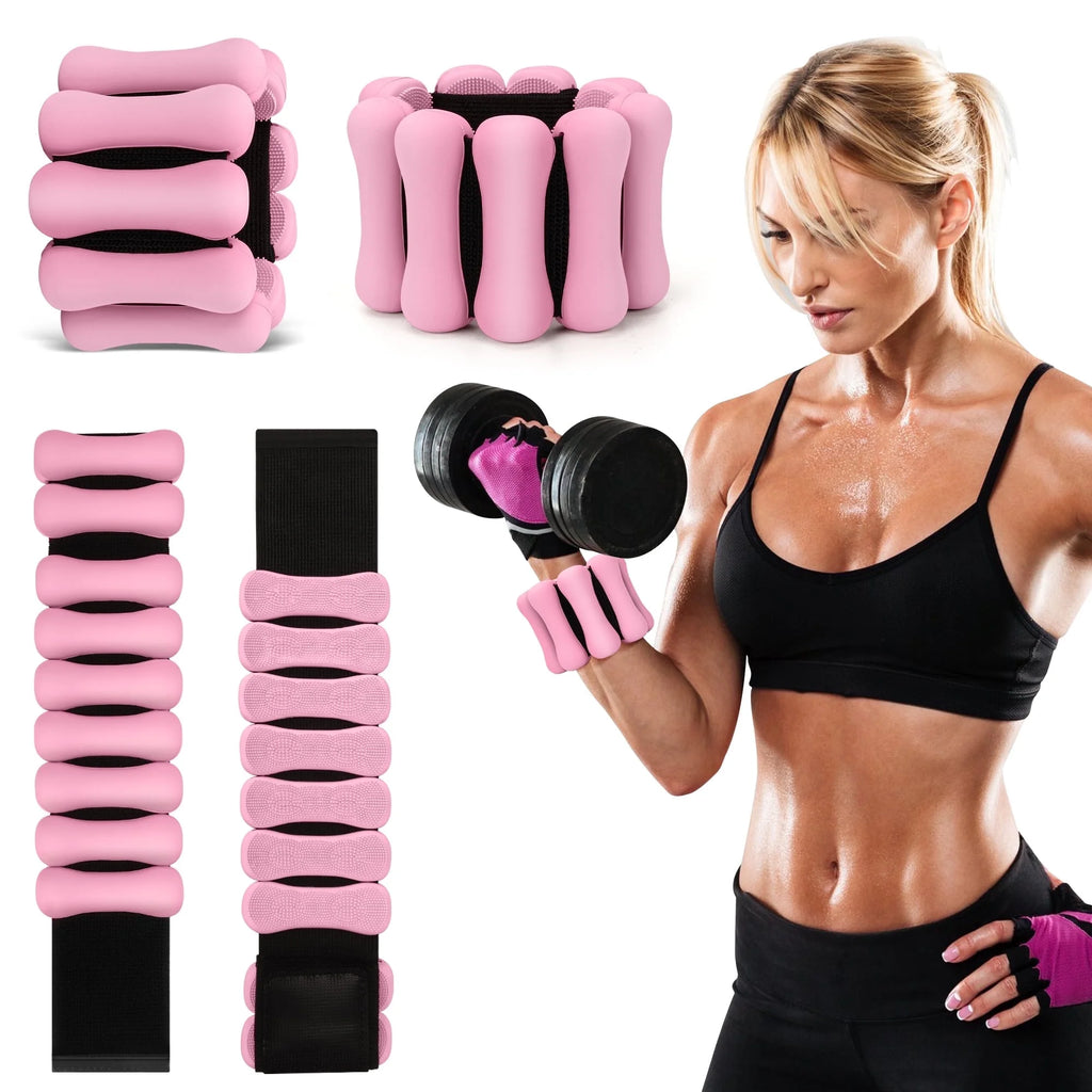 Ankle Weights, 2Lbs Adjustable Wrist Weighted Bracelet for Women & Men –Set of 2 Wrist Weights (1 Lb Each) | Weighted Arm Bands for Home Gym Workout, Pilates, Yoga, Running & Walking, Pink