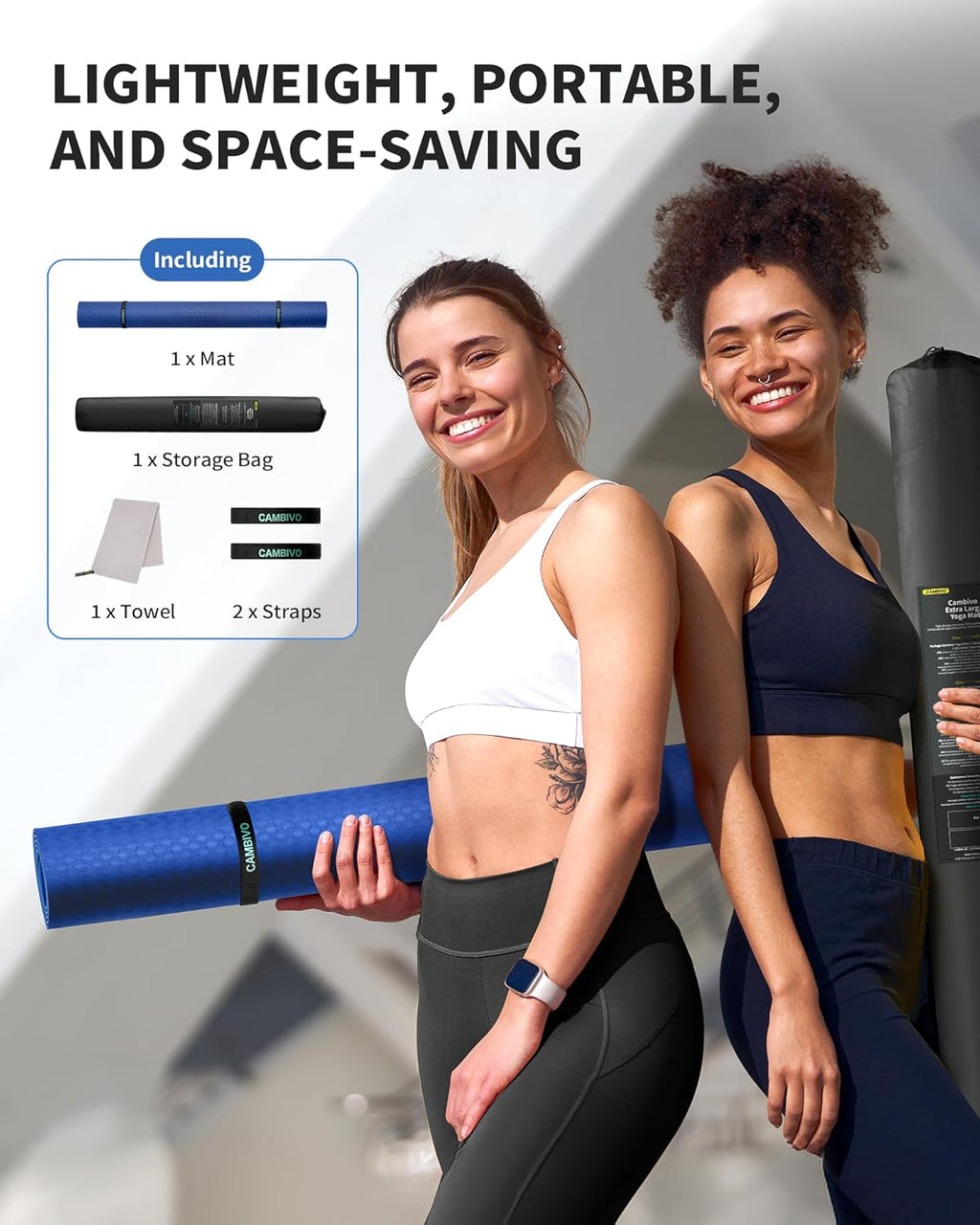 Premium Extra Thick 72" X 48" TPE Yoga Mat - Ultimate Comfort & Joint Protection for Home Gym & Apartment Workouts