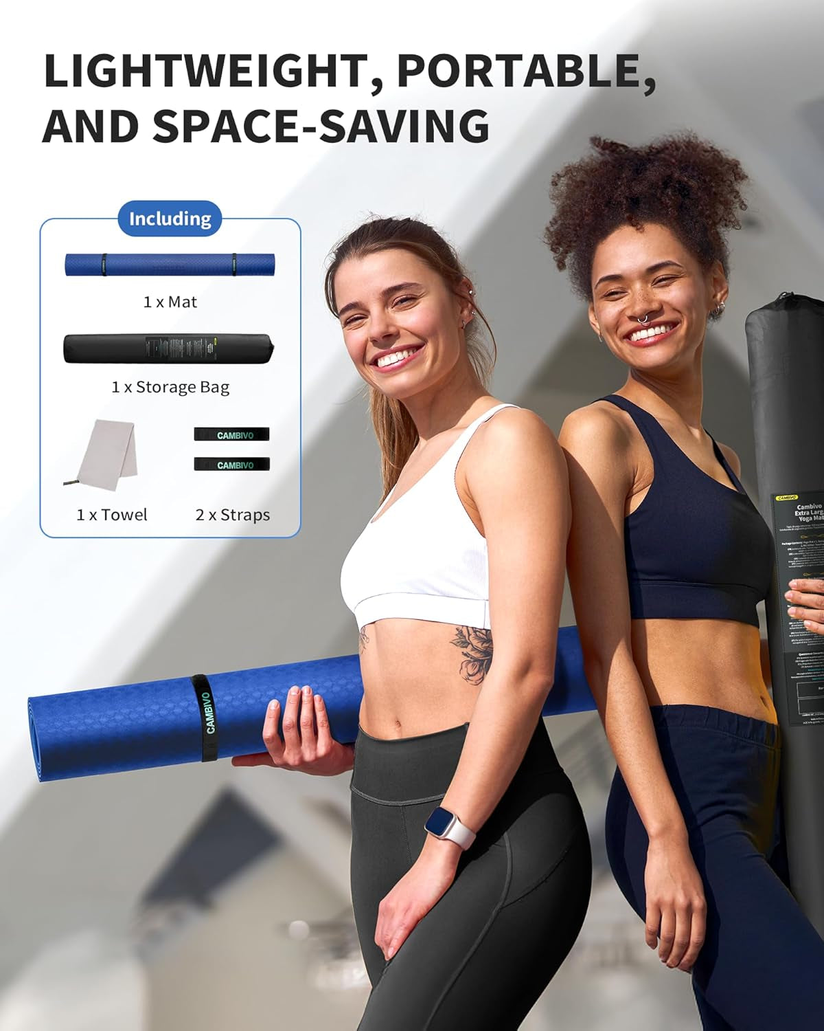 Premium Extra Thick 72" X 48" TPE Yoga Mat - Ultimate Comfort & Joint Protection for Home Gym & Apartment Workouts