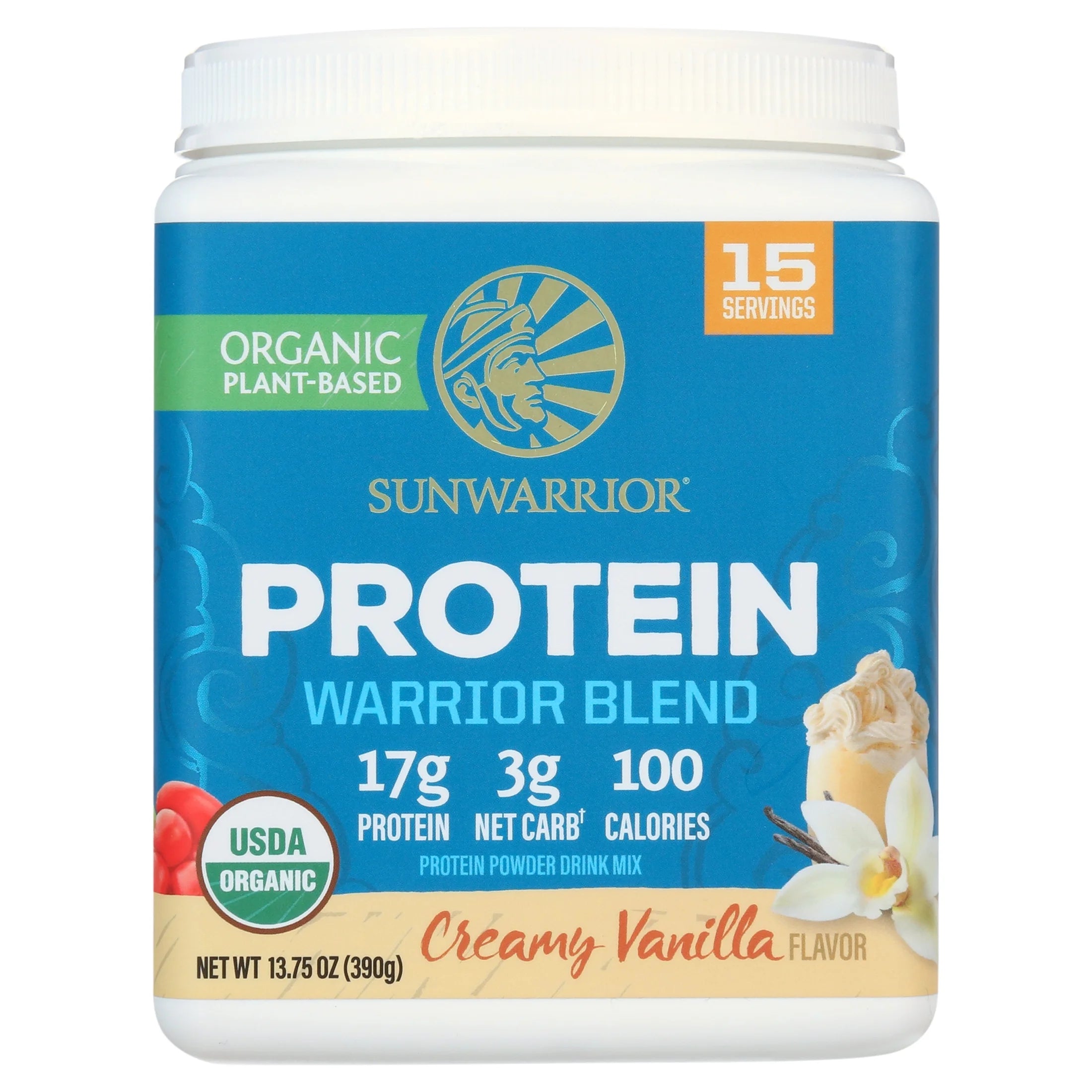 Organic Vanilla Protein Powder - Vegan Superfood, Plant-Based Protein, 13.75oz