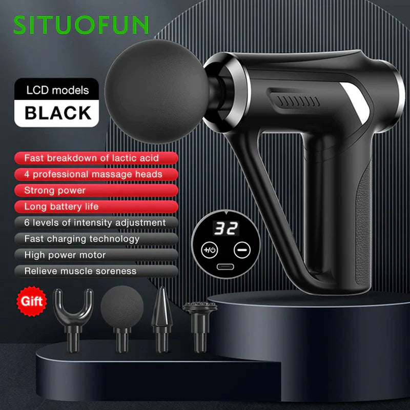 SITUOFUN 32-Level Deep Tissue Massage Gun - Ultimate Pain Relief & Relaxation for Neck, Back, and Body