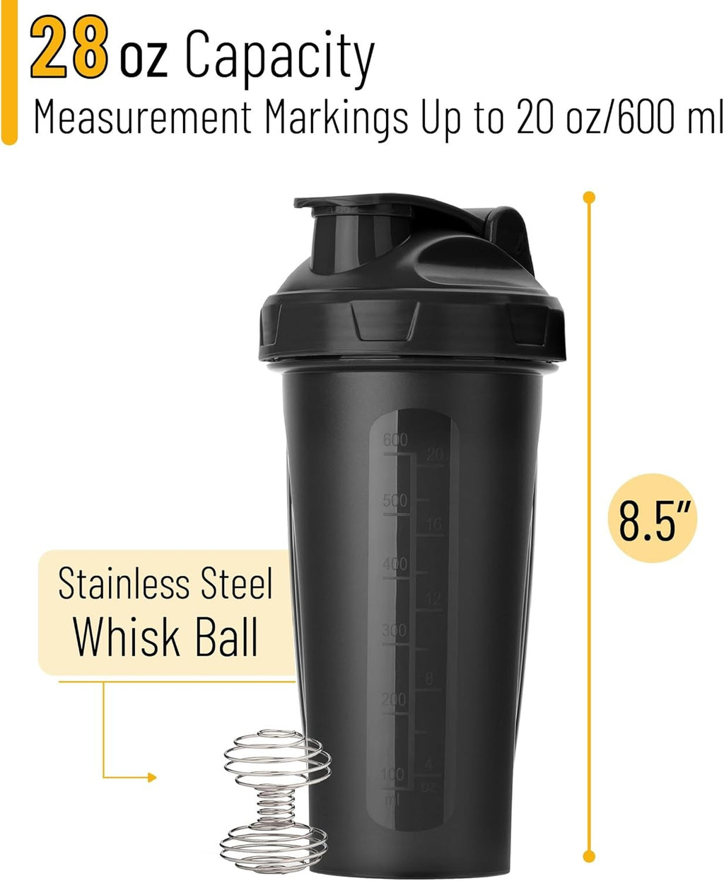 Mr. Pen- Shaker Bottles for Protein Mixes, 28 Oz, Shaker Bottle Wire Whisk