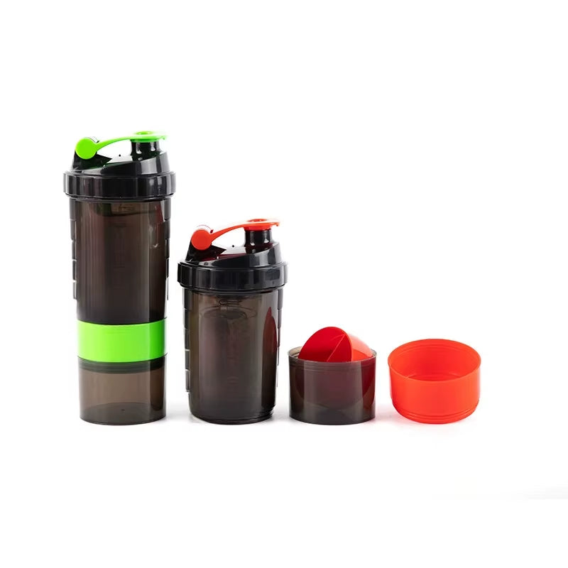 3 Layers Shaker Protein Bottle Powder Shake Cup Water Bottle Plastic Mixing Cup Body Building Exercise Bottle