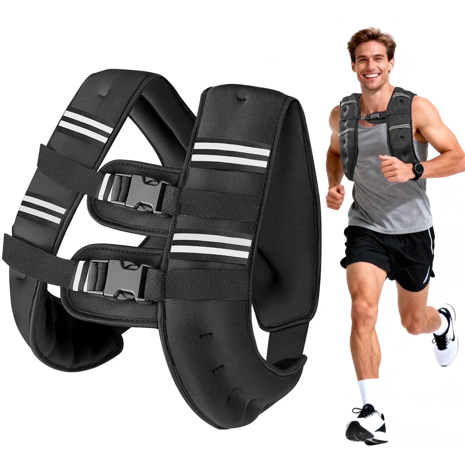 16LBS Adjustable Weighted Vest for Men & Women - Perfect for Strength Training & Running with Reflective Stripes and Mesh Pocket