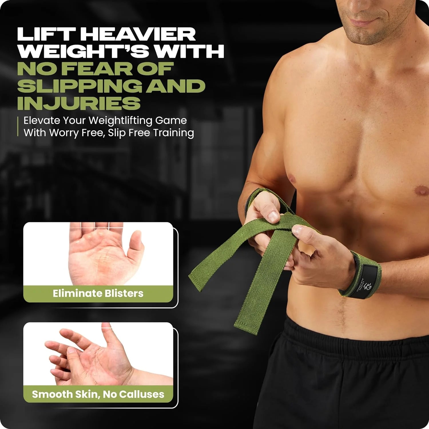 Weightlifting Wrist Straps – 2-Pack Adjustable Padded Neoprene Lifting Straps for Gym, for Men & Women