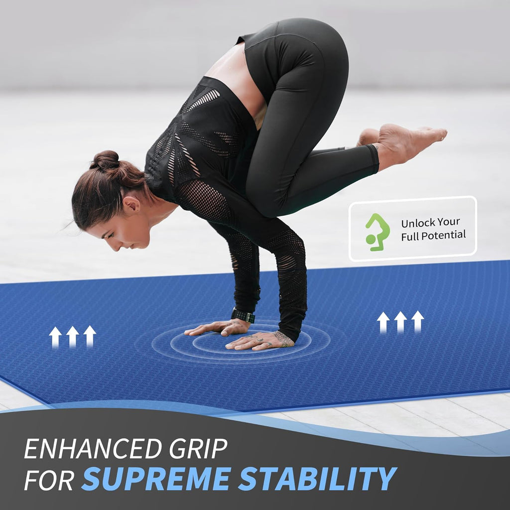 Premium Extra Thick 72" X 48" TPE Yoga Mat - Ultimate Comfort & Joint Protection for Home Gym & Apartment Workouts