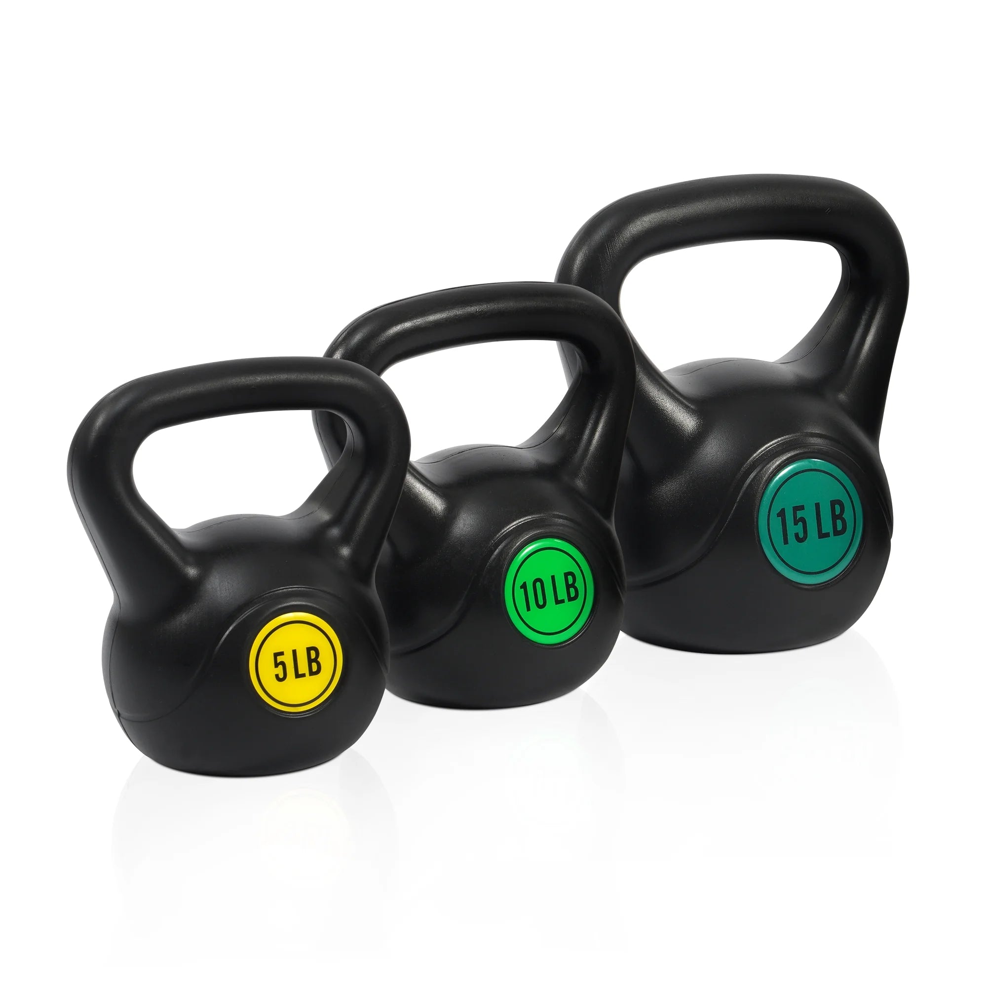 Wide Grip Kettlebell Exercise Fitness Weight Set, 3-Pieces: 10Lb, 15Lb and 20Lb Kettlebells