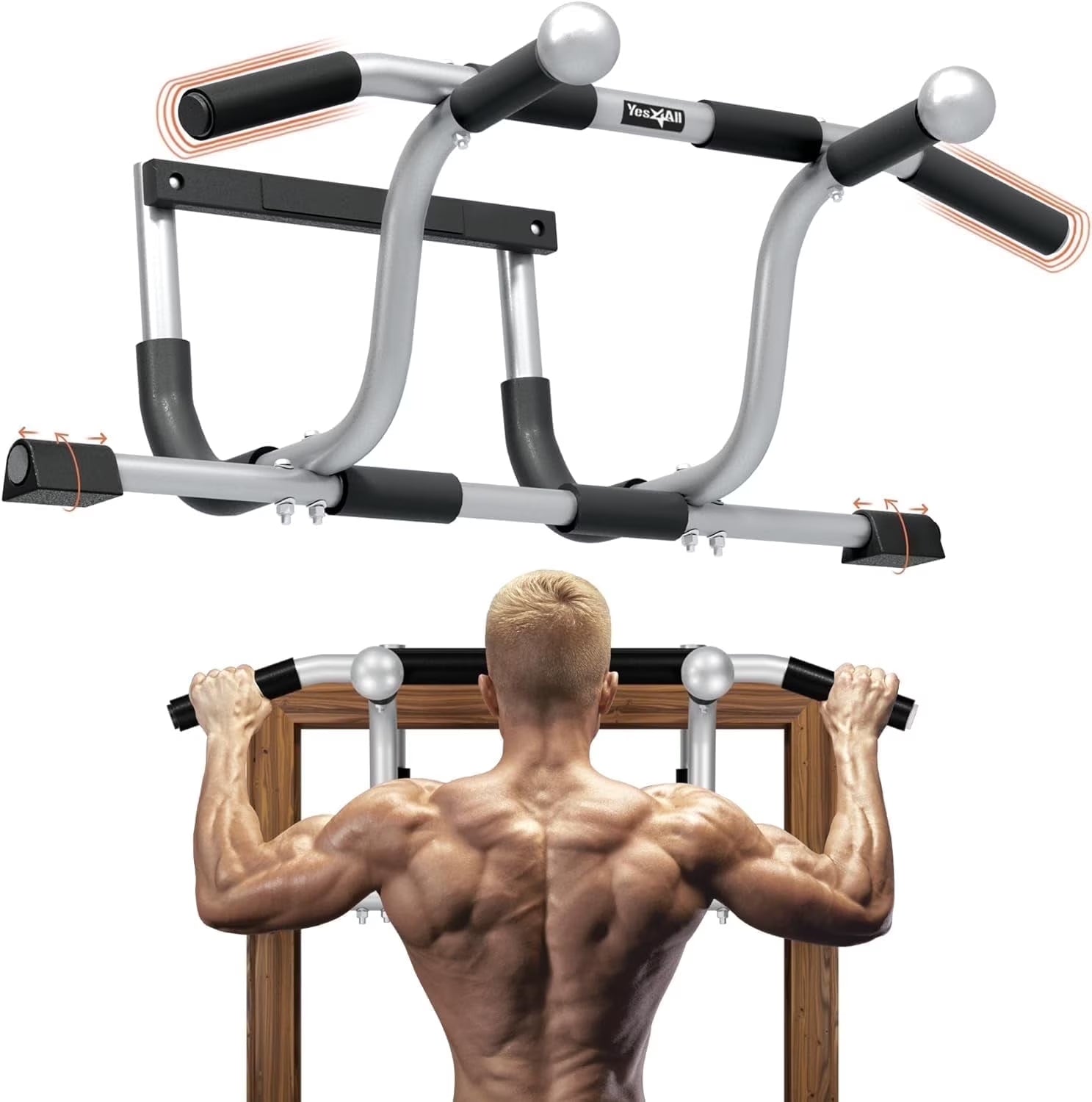 Ultimate Heavy Duty Adjustable Pull-Up Bar for Doorways - Multi-Grip Design for Full-Body Workouts, Easy Installation!