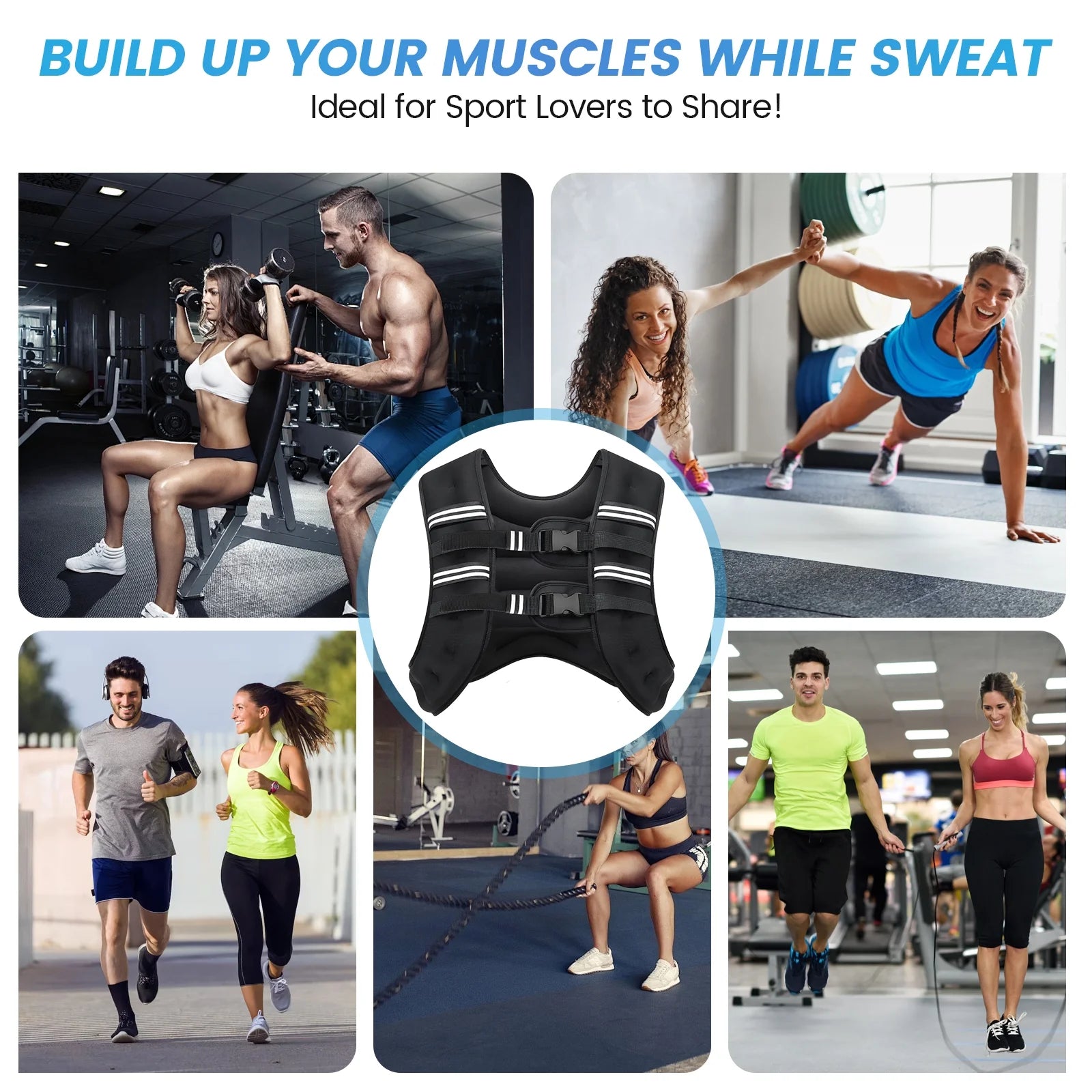 16LBS Adjustable Weighted Vest for Men & Women - Perfect for Strength Training & Running with Reflective Stripes and Mesh Pocket