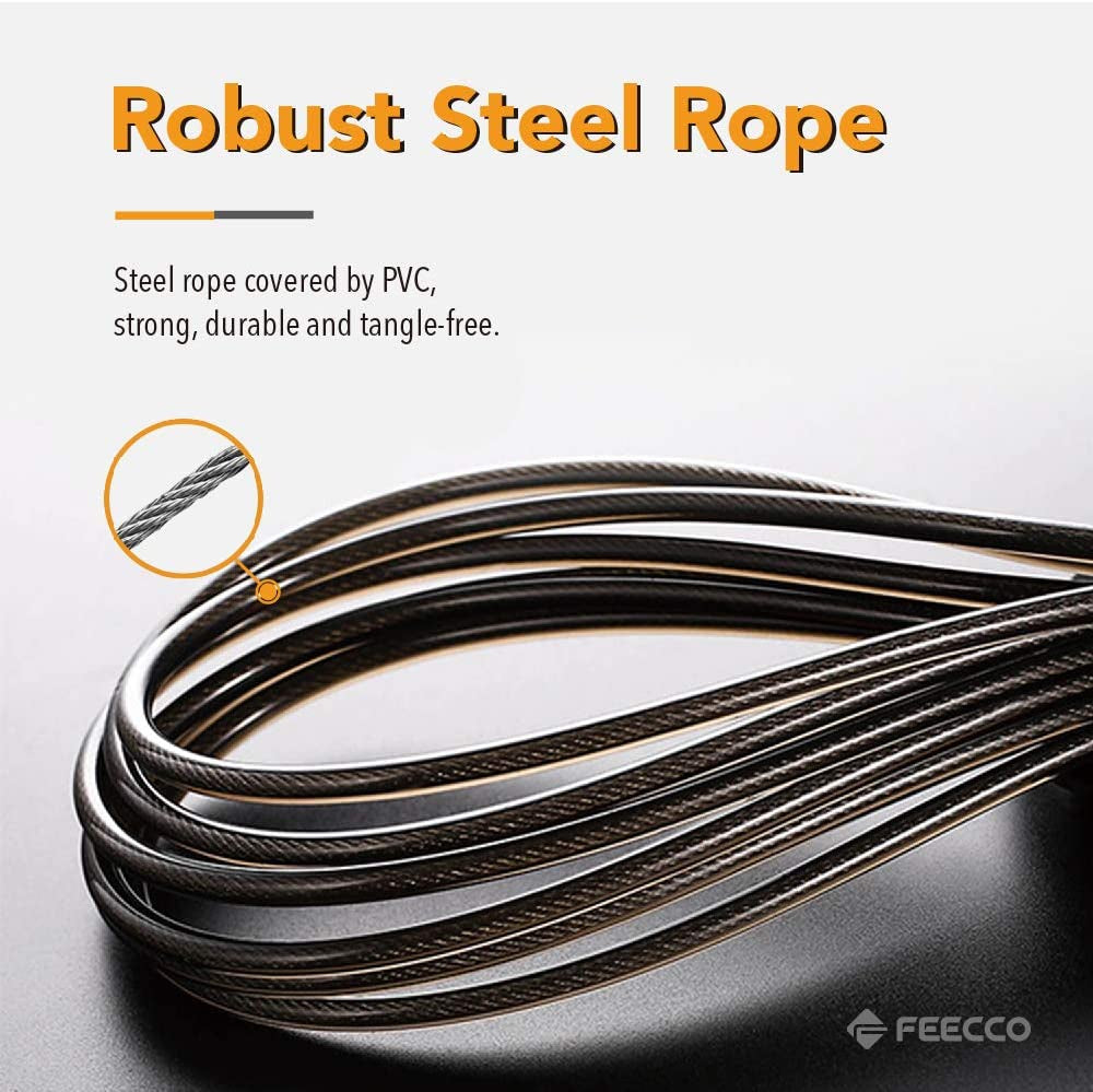 Premium 1/2 Lb Adjustable Weighted Jump Rope for Boxing, Cardio & Crossfit - Durable Steel Ropes with Ball Bearings & Metal Handles for Men & Women (8-11 Ft)
