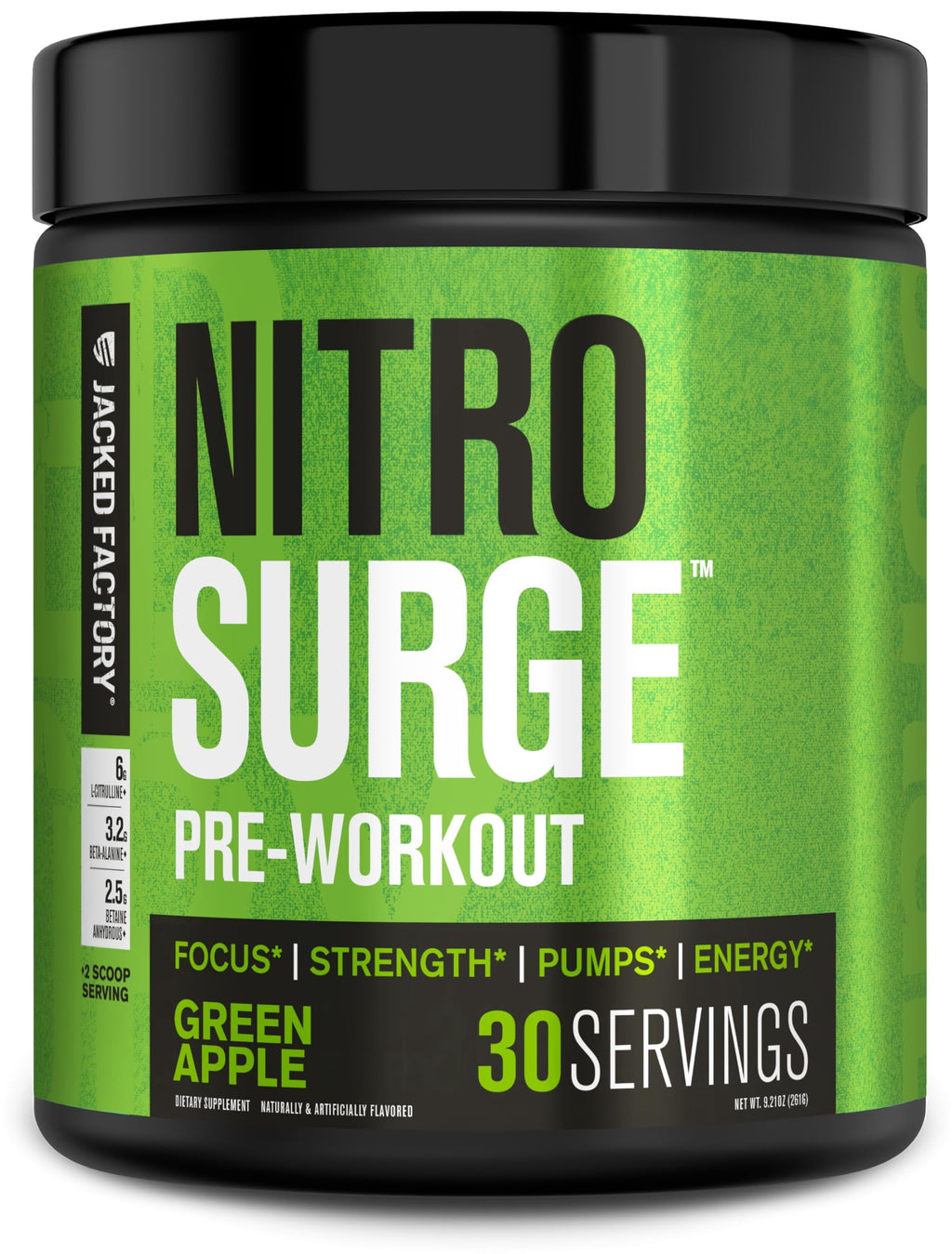 NITROSURGE Pre Workout Supplement - Ignite Your Energy & Achieve Intense Pumps - Delicious Green Apple Flavor, 30 Servings