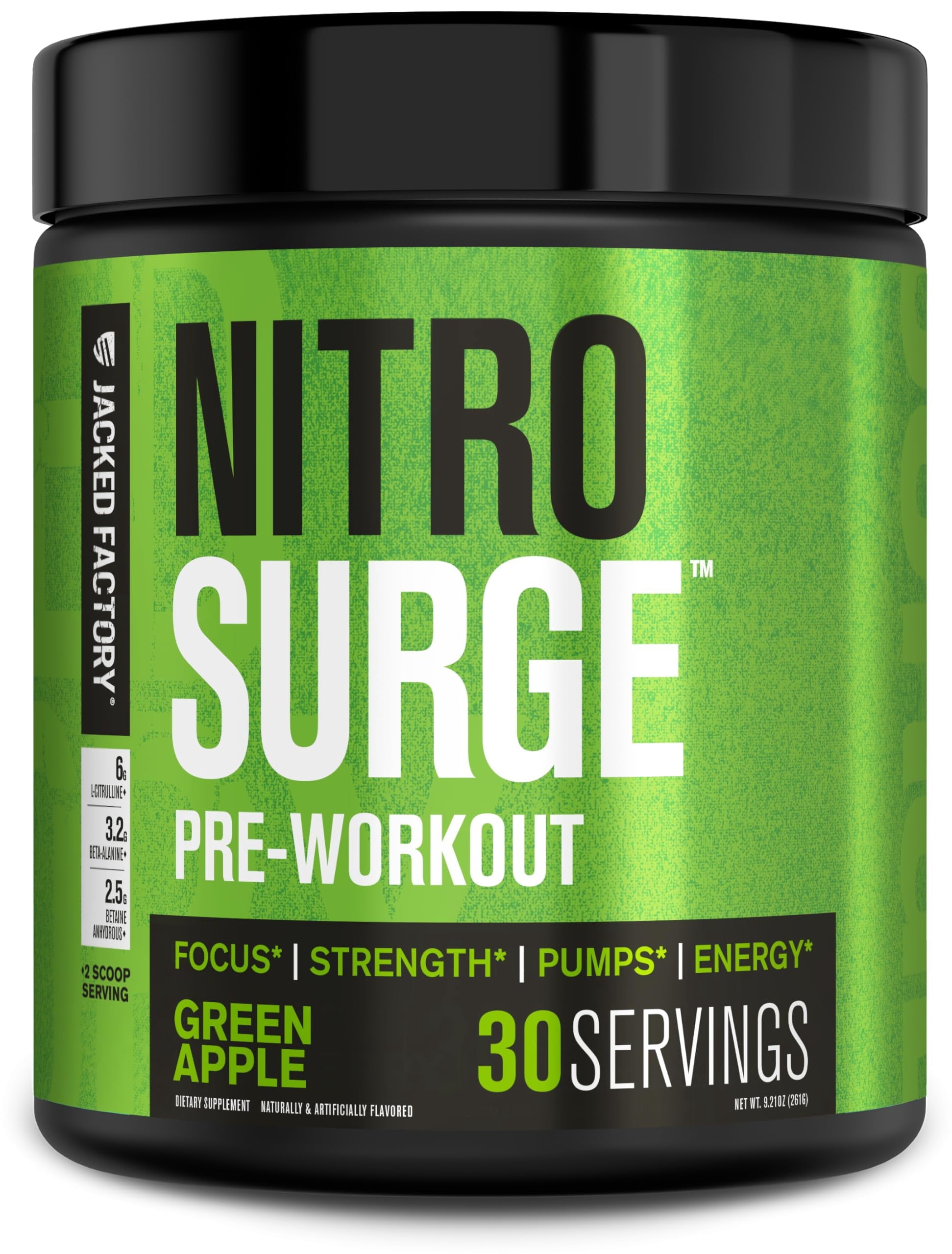 NITROSURGE Pre Workout Supplement - Ignite Your Energy & Achieve Intense Pumps - Delicious Green Apple Flavor, 30 Servings