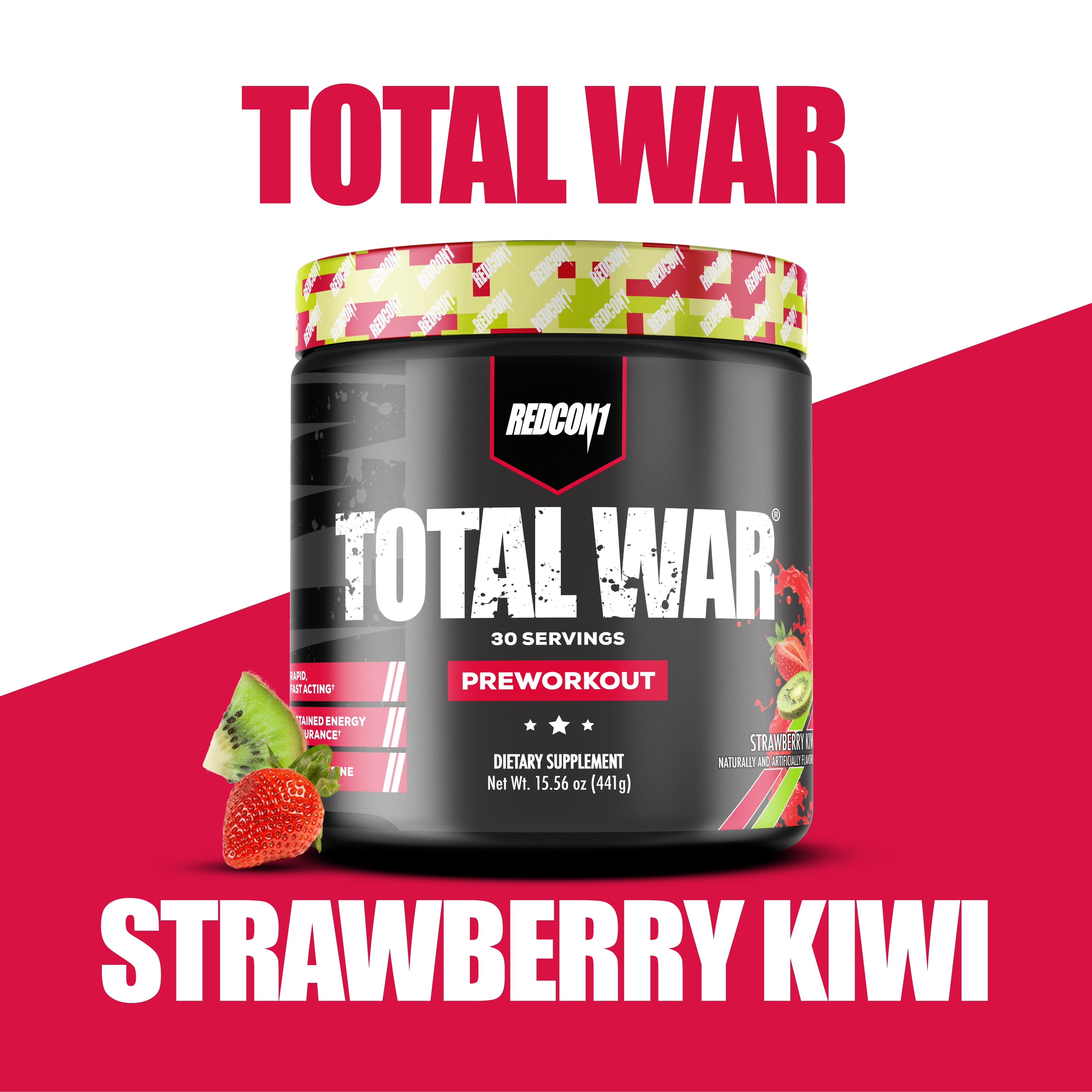 Total War Strawberry Kiwi Pre-Workout Powder - Unleash Energy & Focus with 30 Powerful Servings!