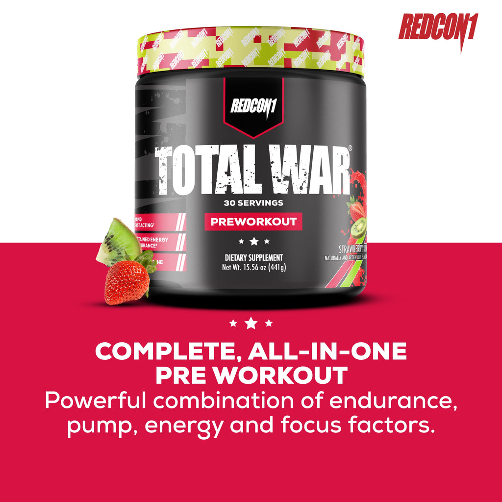 Total War Strawberry Kiwi Pre-Workout Powder - Unleash Energy & Focus with 30 Powerful Servings!