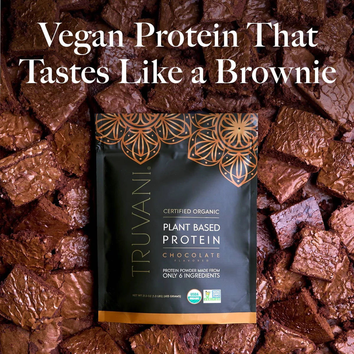 Truvani Organic Vegan Chocolate Protein Powder - 8.75oz, 10 Servings - Gluten-Free, Non-GMO, Dairy-Free Pea Protein