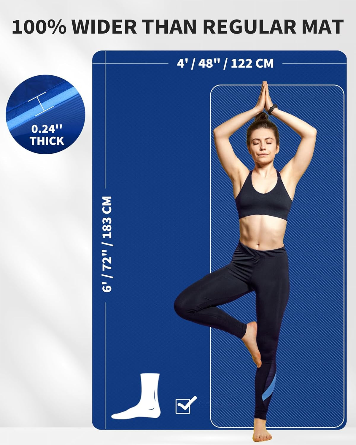 Premium Extra Thick 72" X 48" TPE Yoga Mat - Ultimate Comfort & Joint Protection for Home Gym & Apartment Workouts