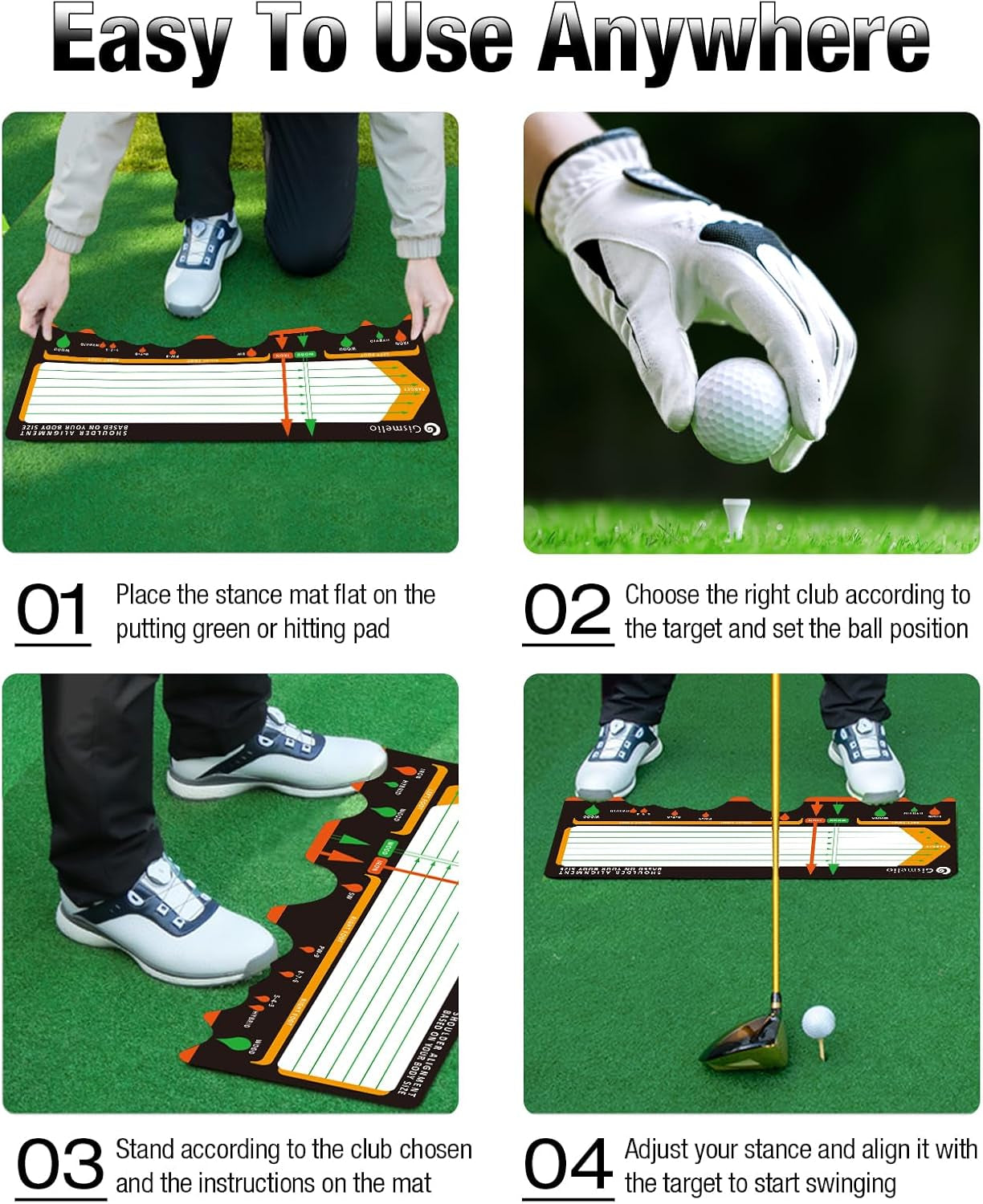 Golf Training Mat for Beginners Posture Assistance and Entry-Level Stance Corrector Trainer with Golf Training Aid