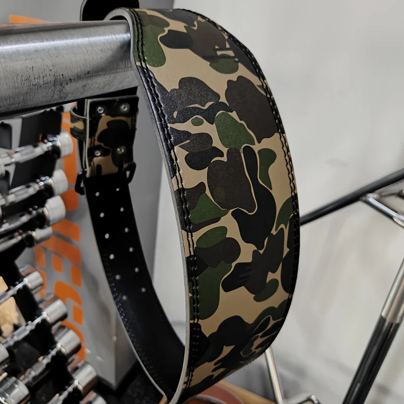 Adjustable Camo Weightlifting Belt Competition Powerlifting Belt with Waist Pad Professional Gym Fitness Belt for Squat Deadlift