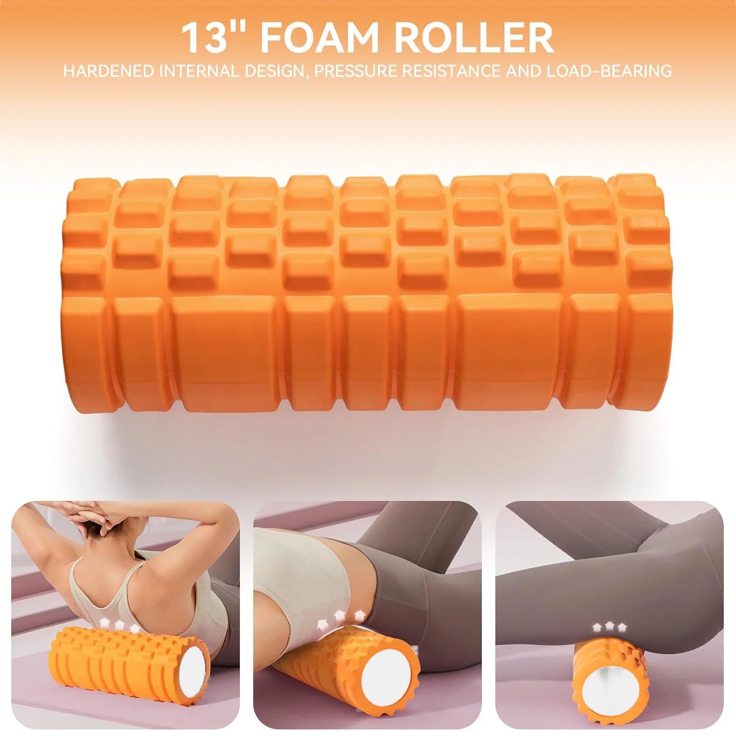 Ultimate 5-in-1 Foam Roller Set: Trigger Point Roller, Yoga Stick, Massage Ball & Resistance Band for Total Body Recovery - Vibrant Orange